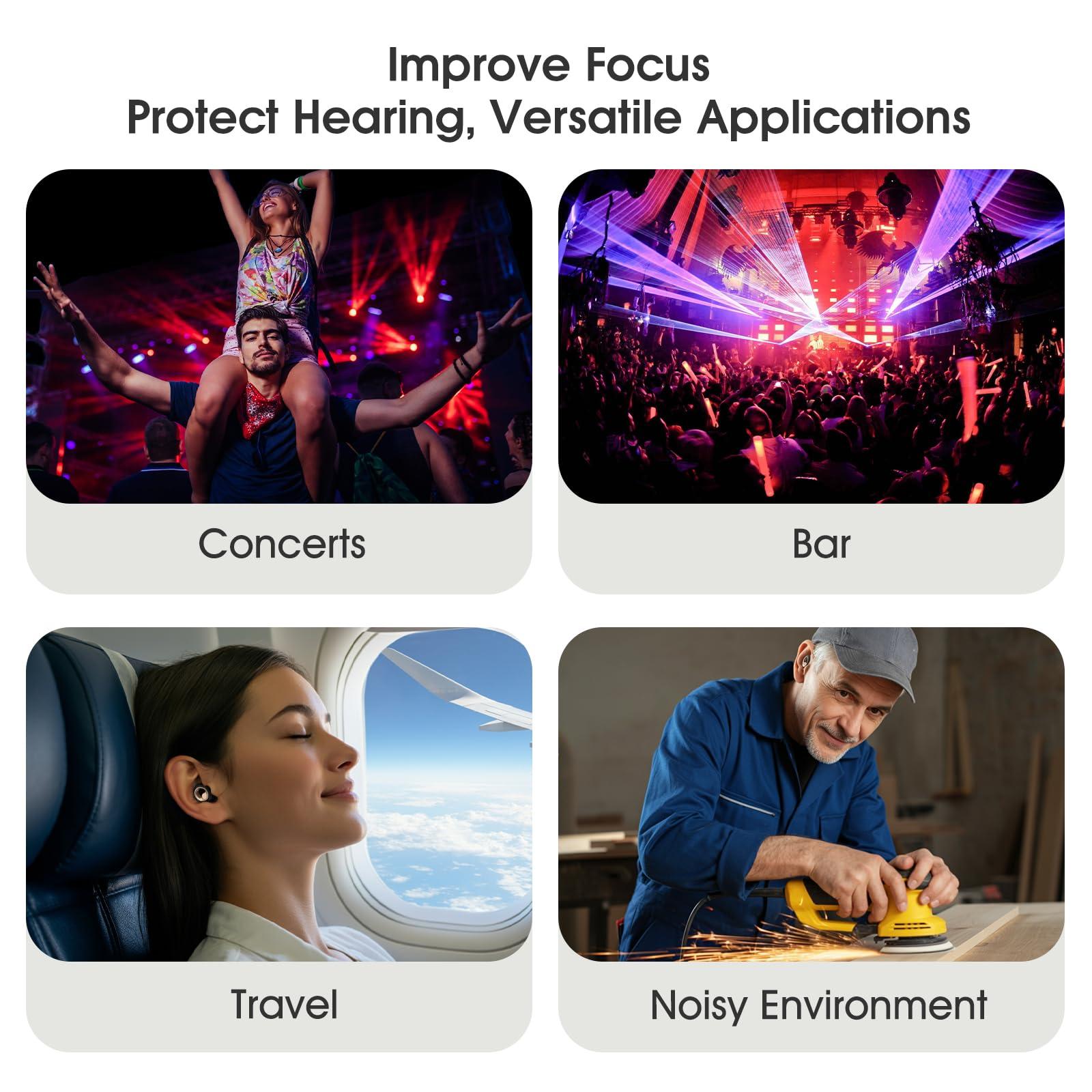 Vosaf Ear Plugs for Sleeping Noise Cancelling, Soft Earplugs for Sleep, 45dB Reusable Ear Plugs for Noise Reduction with 8 Ear Tips, Silicone Hearing Protection Ear plugs for Concert and Travel(Black) - Image 7