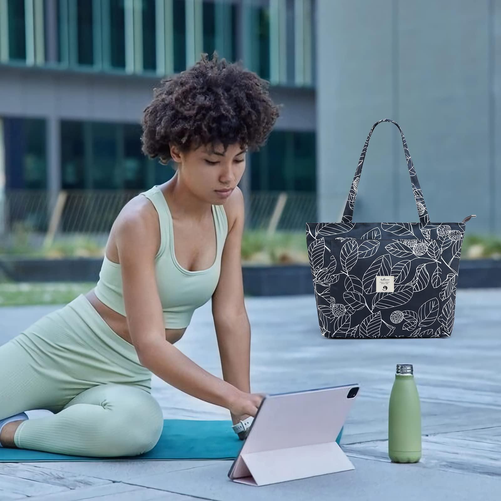 WLLWOO WLLWOO Yoga Bags for Women with Yoga Mats Bags Carrier Carryall Canvas Tote for Pilates Shoulder for Travel Office Beach Workout - Image 7