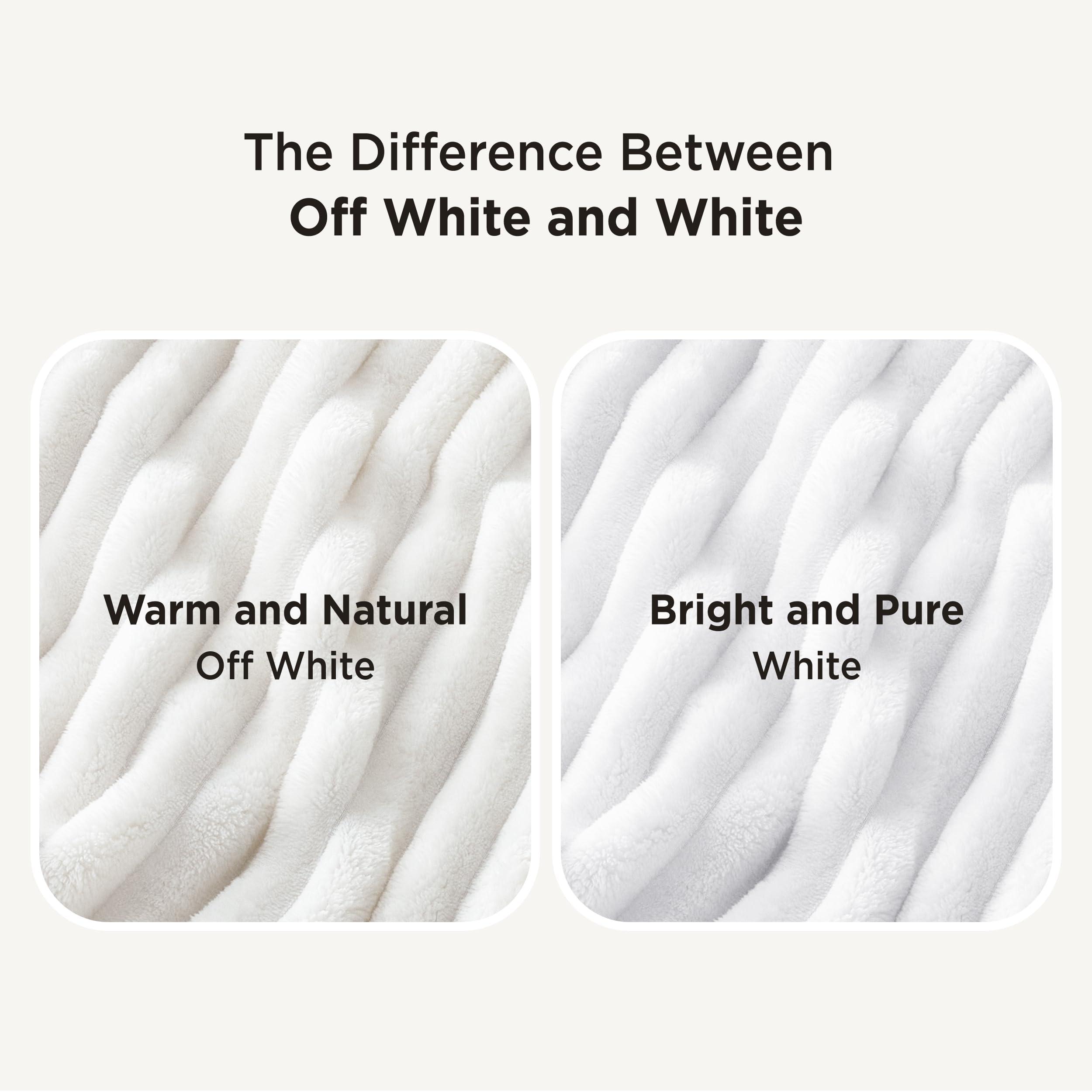Bedsure White Throw Blanket for Couch - GentleSoft Cozy Blanket for Women, Cute Fleece Throws for Girls, Room Home Dorm Decor, Birthday Gifts for Women Men Mom Teacher Gifts, Off White, 50x60 Inches - Image 7