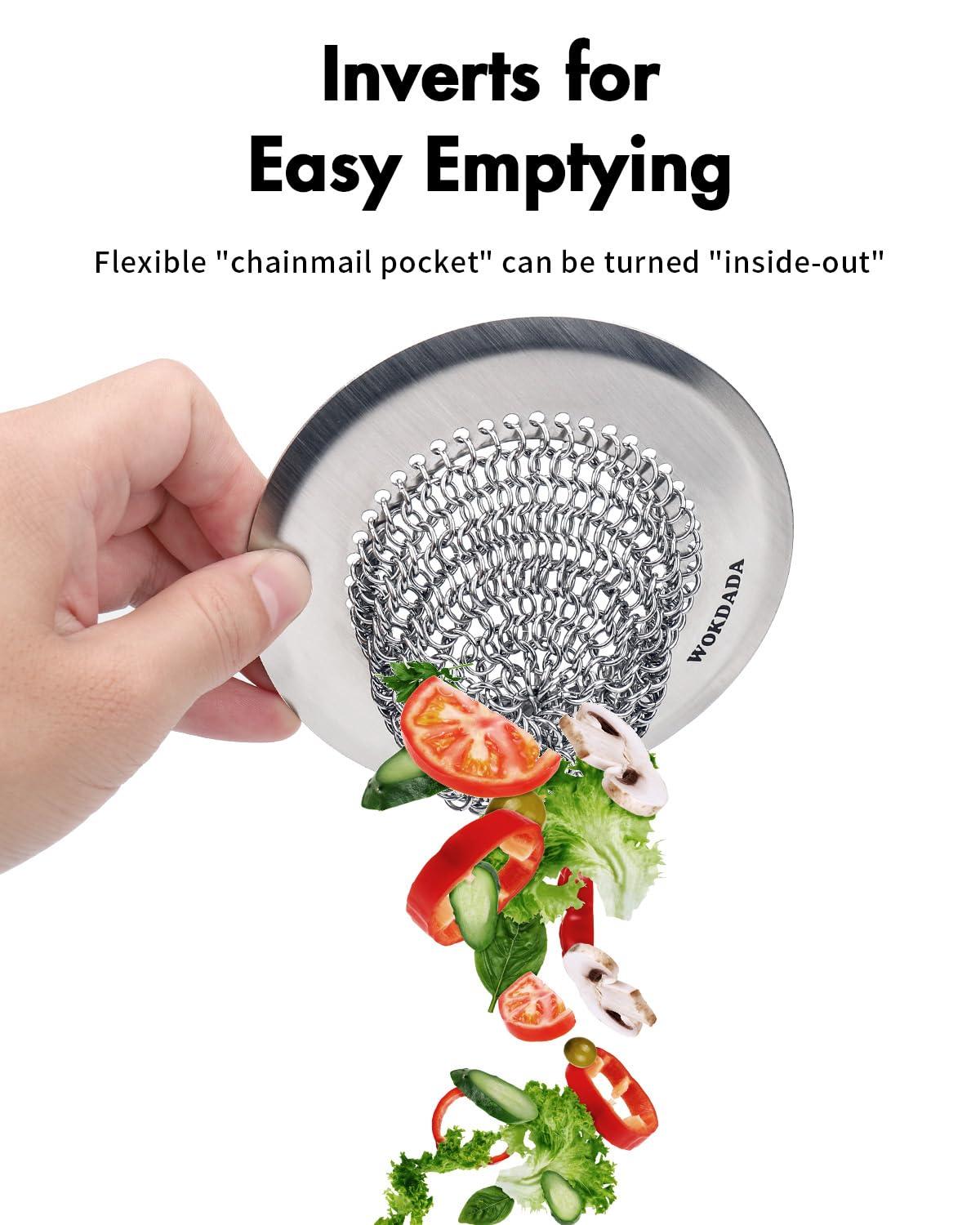 Wokdada Revolutionary Sink Strainer/ Patented Reversible Chain Mesh, Effortless Cleaning & Debris Catcher, Large Capacity, No Clog, 304 Stainless Steel & Rust-Proof - Image 3