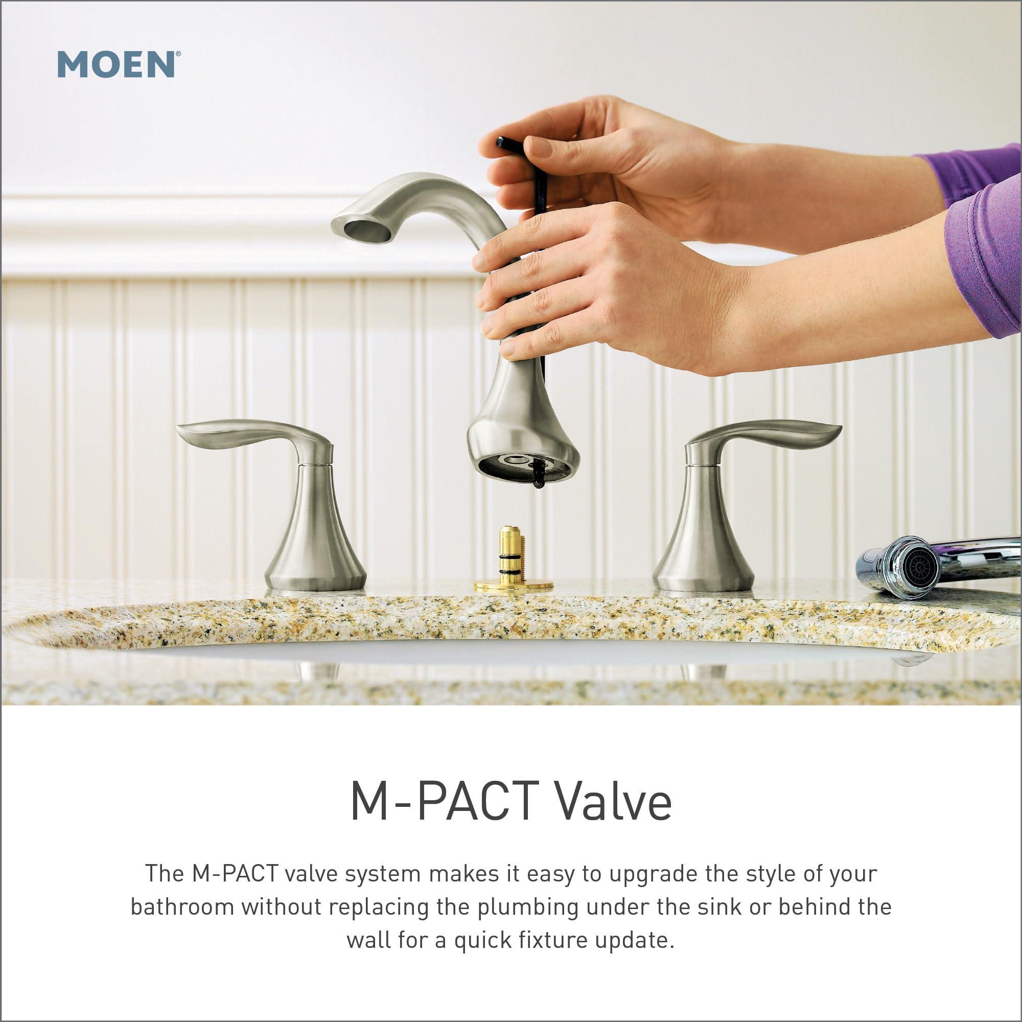 Moen Gibson Brushed Nickel Two-Handle High Arc Widespread Bathroom Sink Faucet for 3-Hole Setups with Valve Included, TV6142BN - Image 4