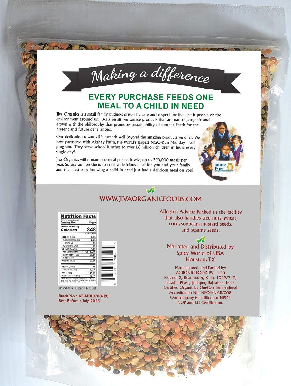 Jiva Organic Mixed Dal 2LB (Mixed Lentils) 32oz Bag - Image 4