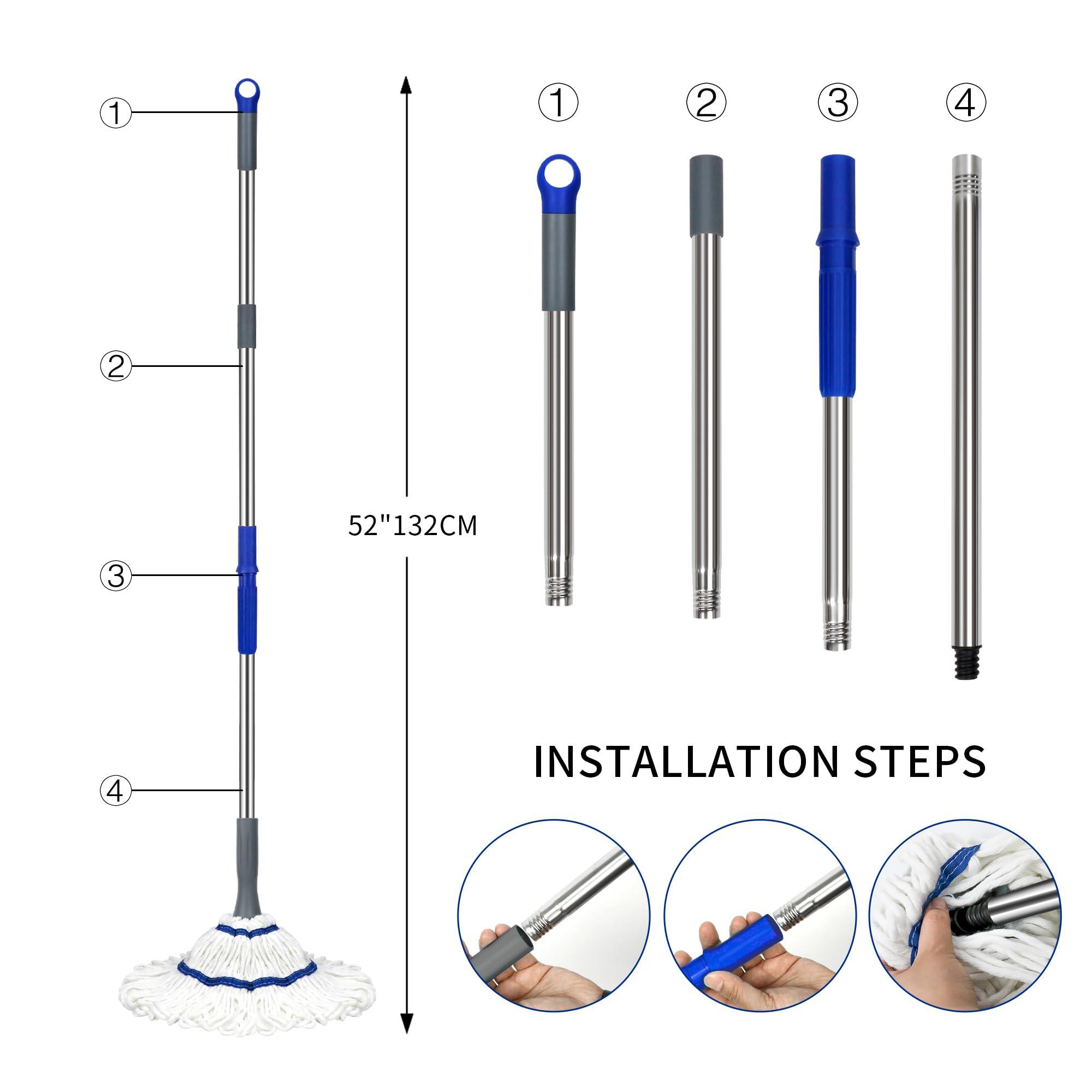 Silkyhose Self-Wringing Twist Mop Cotton Rotating Dry & Wet Mops with 2 Reusable Heads for Floor Cleaning Kitchen Bathroom Hardwood Vinyl Tile Laminate Household Office (White Style 2) - Image 3