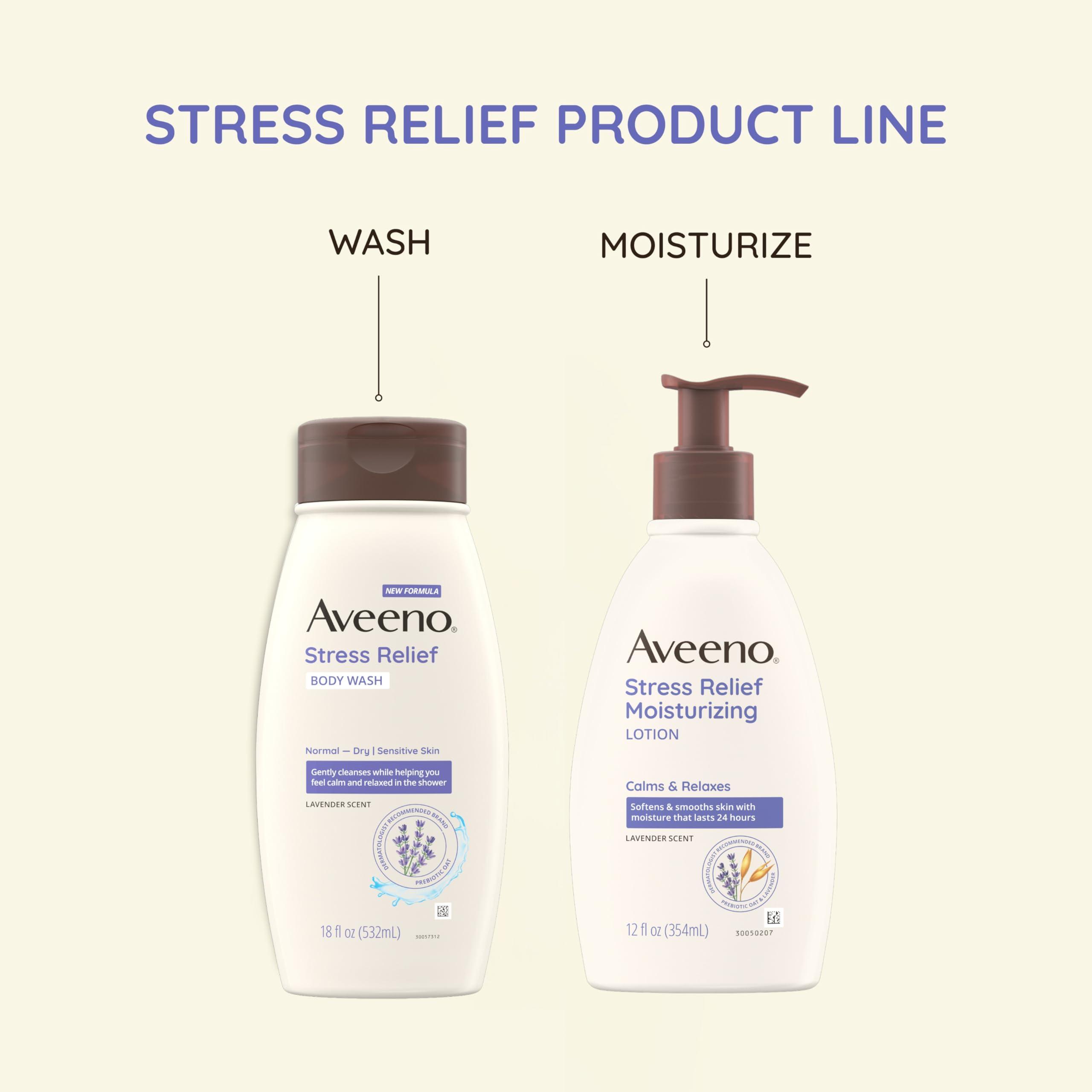 Aveeno Stress Relief Body Wash with Nourishing Oat & Lavender Scent for Sensitive Skin, Gently Cleanses & Helps You Feel Calm & Relaxed in the Shower, Soap-Free, 33 fl. oz - Image 8