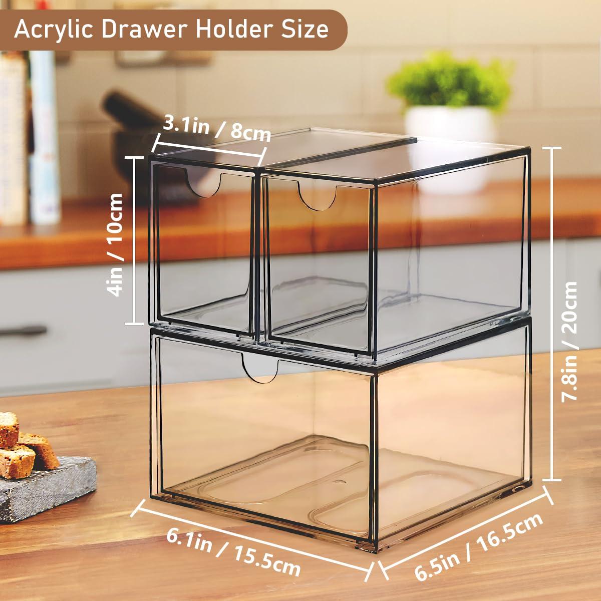KAIDELI 3 Acrylic Coffee K Cup and Tea Bag Organizer, Coffee Pod Drawer Holders, Stackable Accessories Tea Organizers and Storage for Kitchen Multi Organizers-Clear - Image 3