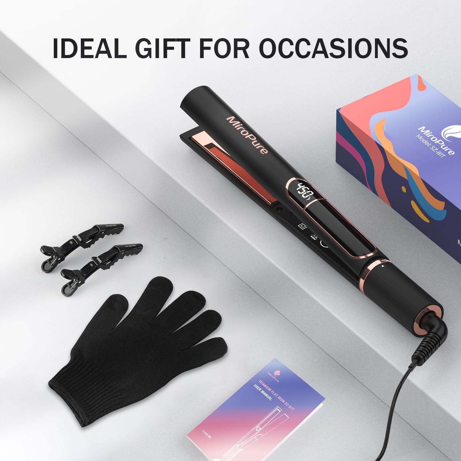 MiroPure Flat Iron Hair Straightener, 1 Inch Titanium Plates Hair Straightener with 15S Heat-up, Professional MCH Ceramic Negative Ion Hair Iron Dual Voltage for Women Hair with Auto Shut-Off - Image 9