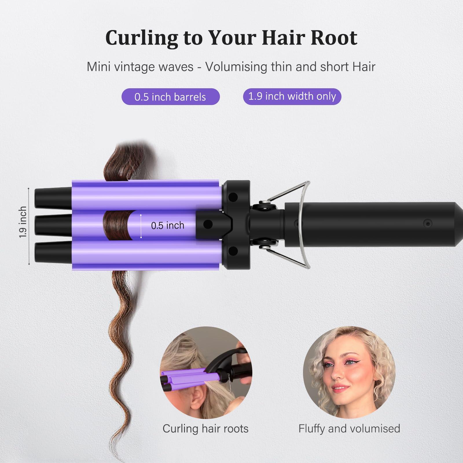 janelove Upgraded Hair Crimper 2 Adjustable Temperature, 1/2 Inch Beach Waves Curling Iron, Hair Waver for Short & Medium Hair, Home and Travel Friendly Crimper Hair Tool, Dual Voltage - Image 4