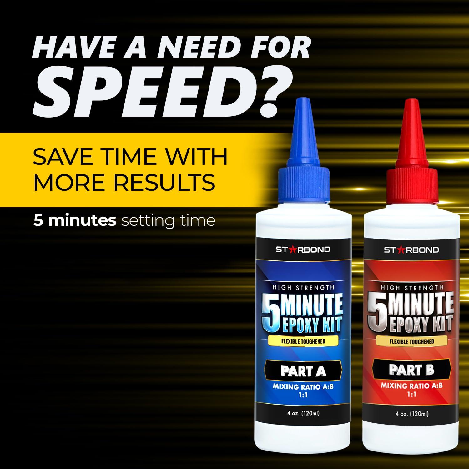 8 oz. XL Starbond 5 Minute Epoxy — Enhanced Strength (2,600 lb Shear Strength), UV-Resistant, Easy to Use, Fast Setting Glue — Compatible with Metal, Plastic, Wood, Ceramics, Glass and More - Image 2