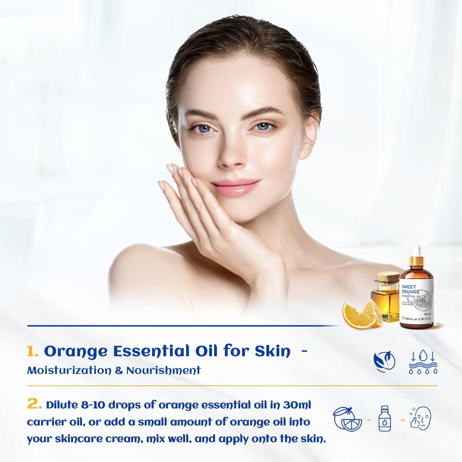 HIQILI 100ML Orange Essential Oil for Air Freshener, DIY Soap, Skin Care, Can be Added to Diffusers, Dryer Balls, Lotions for Use - 3.38 Fl Oz - Image 3
