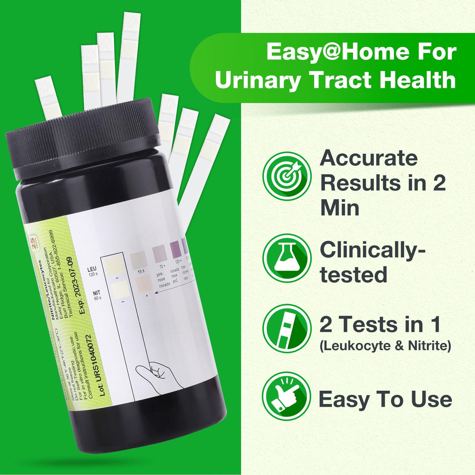 Easy@Home Urinary Tract Infection Test Strips 25 Tests, FSA HSA Eligible, Urine UTI Test Strips for Women, Quick Urinalysis Results in 2 Min (UTI-25P) - Image 2