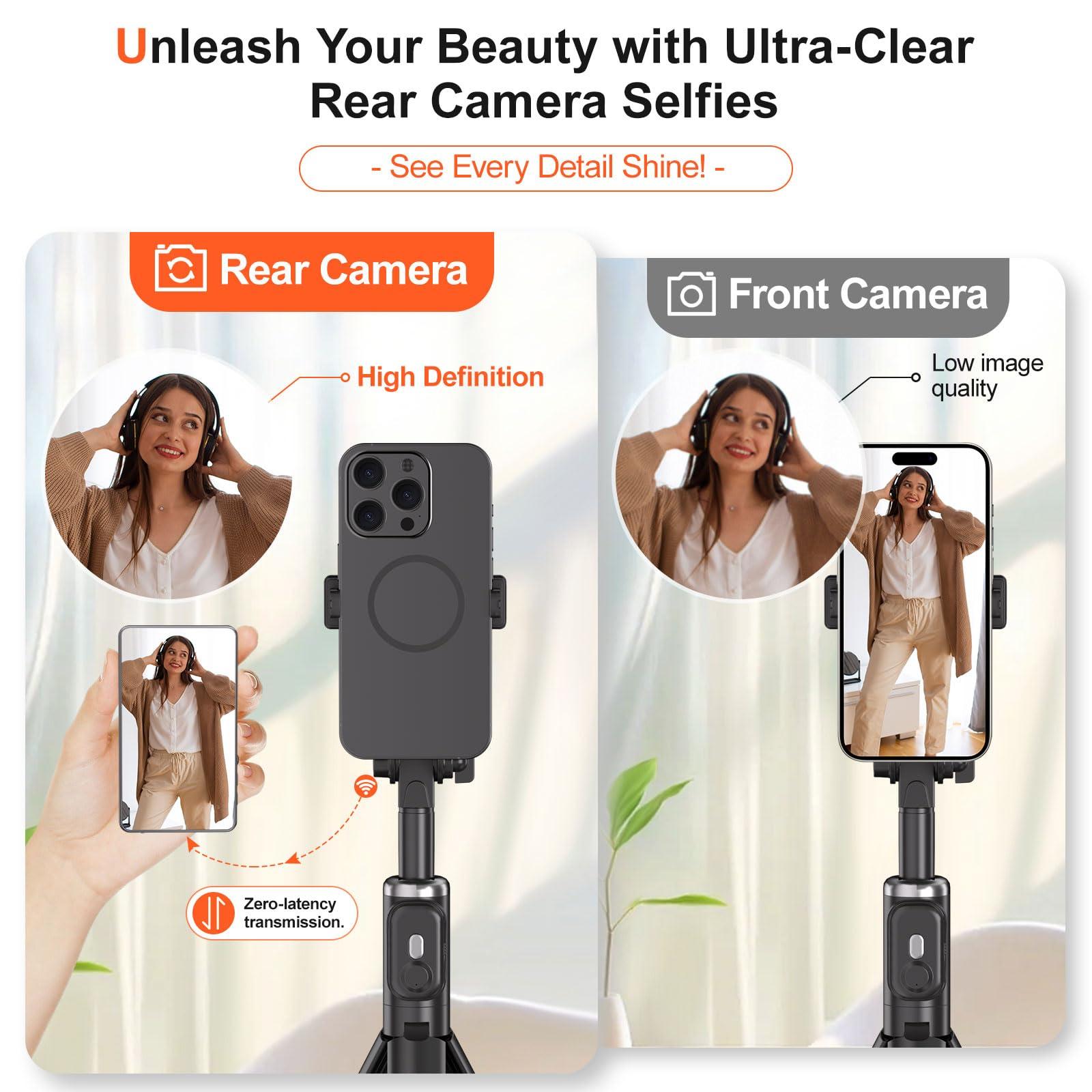 MYW Selfie Monitor Screen Phone, Vlog Selfie Monitor Screen Support Wireless Synchronization, 0 Latency, Remote Control Operation, 1800mAh Battery, Back Camera for iPhone & Android Phone - Image 2