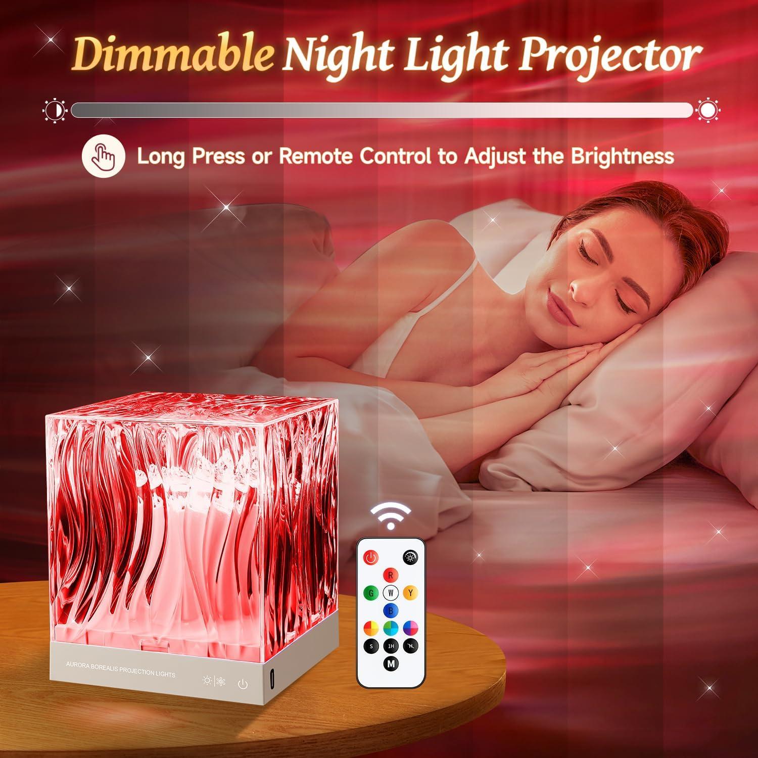 Northern Lights Projector,18 Colors Aurora Light Projector for Bedroom,Dimmable Mood Lighting for Bedroom Lights,Remote+Timer Water Ripple Lamp Ocean Lamp,Ocean Room Decor Unique Gifts for Women/Girls - Image 3