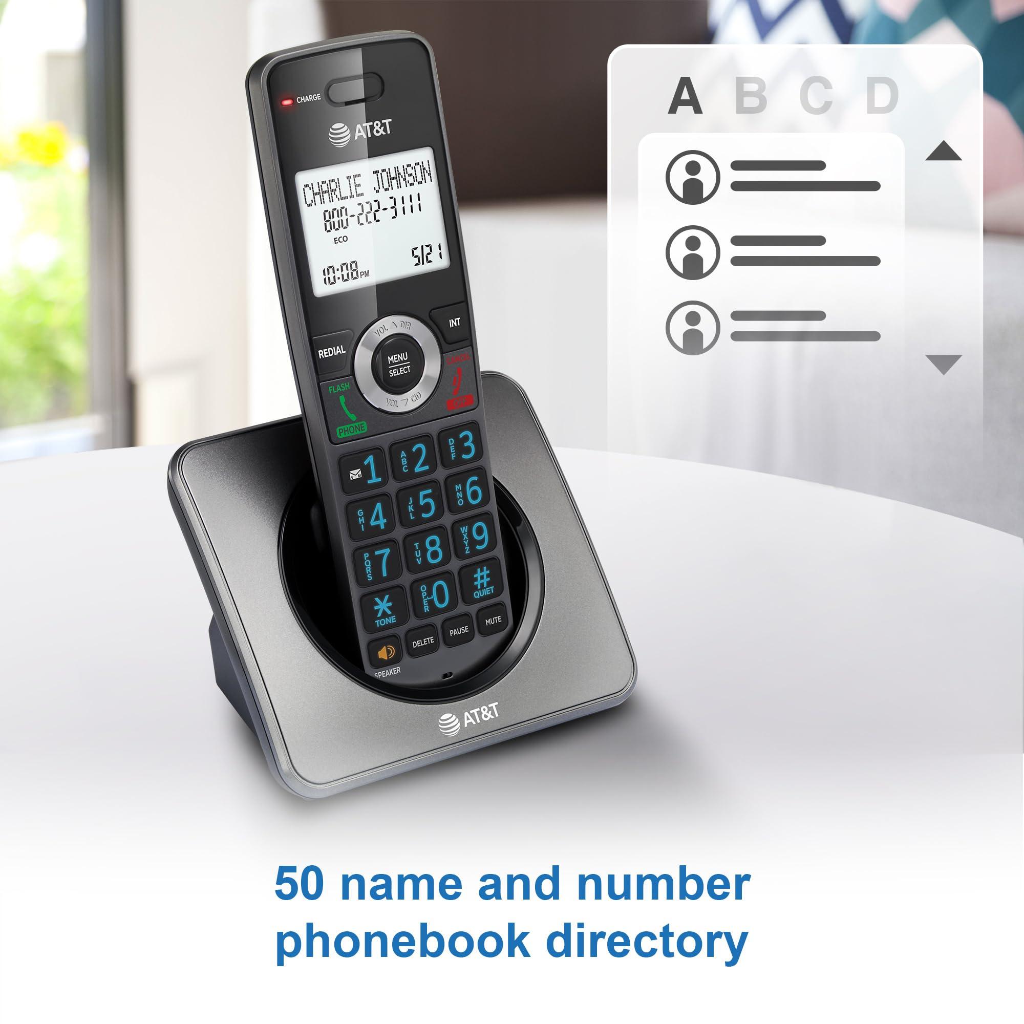 AT&T GL2101-2 DECT 6.0 2-Handset Cordless Home Phone with Call Block, Caller ID, Full-Duplex Handset Speakerphone, 2" White Backlit Display, Lighted Keypad (Graphite & Black) - Image 3
