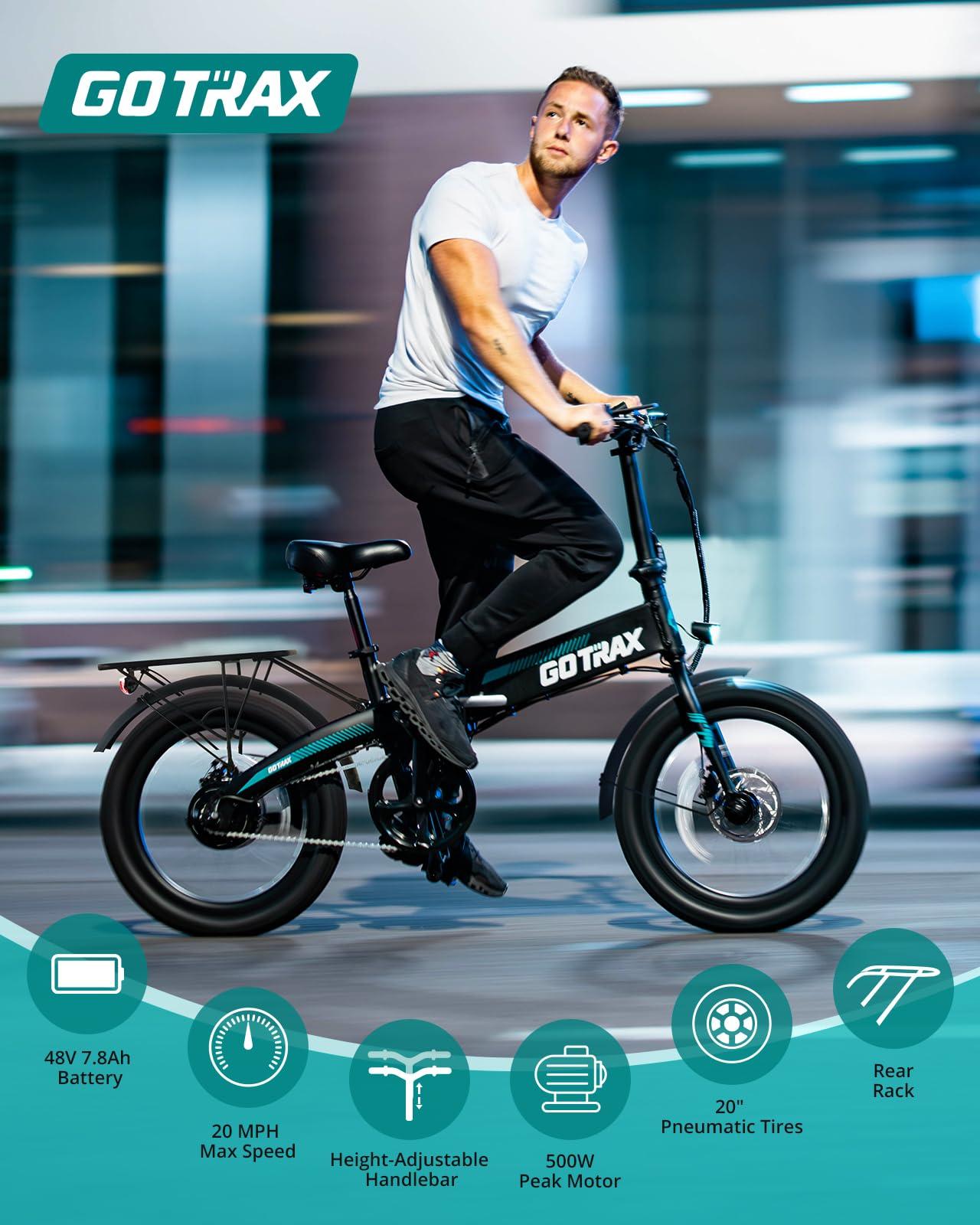 Gotrax 20" Folding Electric Bike with 40Miles (Pedal-assist1) by 48V Battery, 20Mph Power by Peak 500W, Adult Electric Bicycle with 5 Pedal-Assist Levels& LCD Display, Suitable for Commuting - Image 2