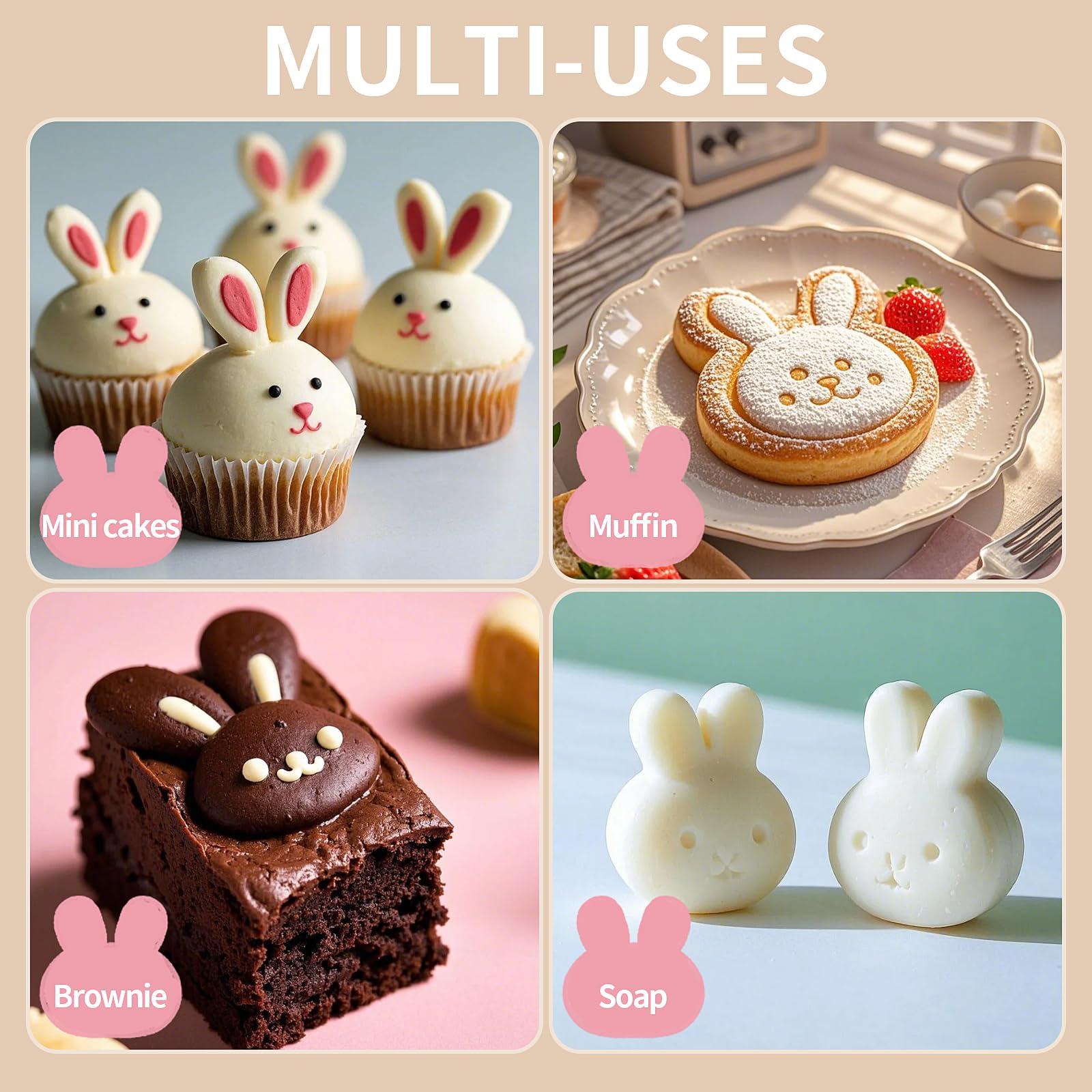 Bunny Molds Easter Silicone Molds for Chocolate, 2 Pack Easter Bunny Muffin Brownie Pan for Baking, Jello Candy Molds Easter Soap Molds for Hot Chocolate Bombs Ice Cube Candle - Image 6