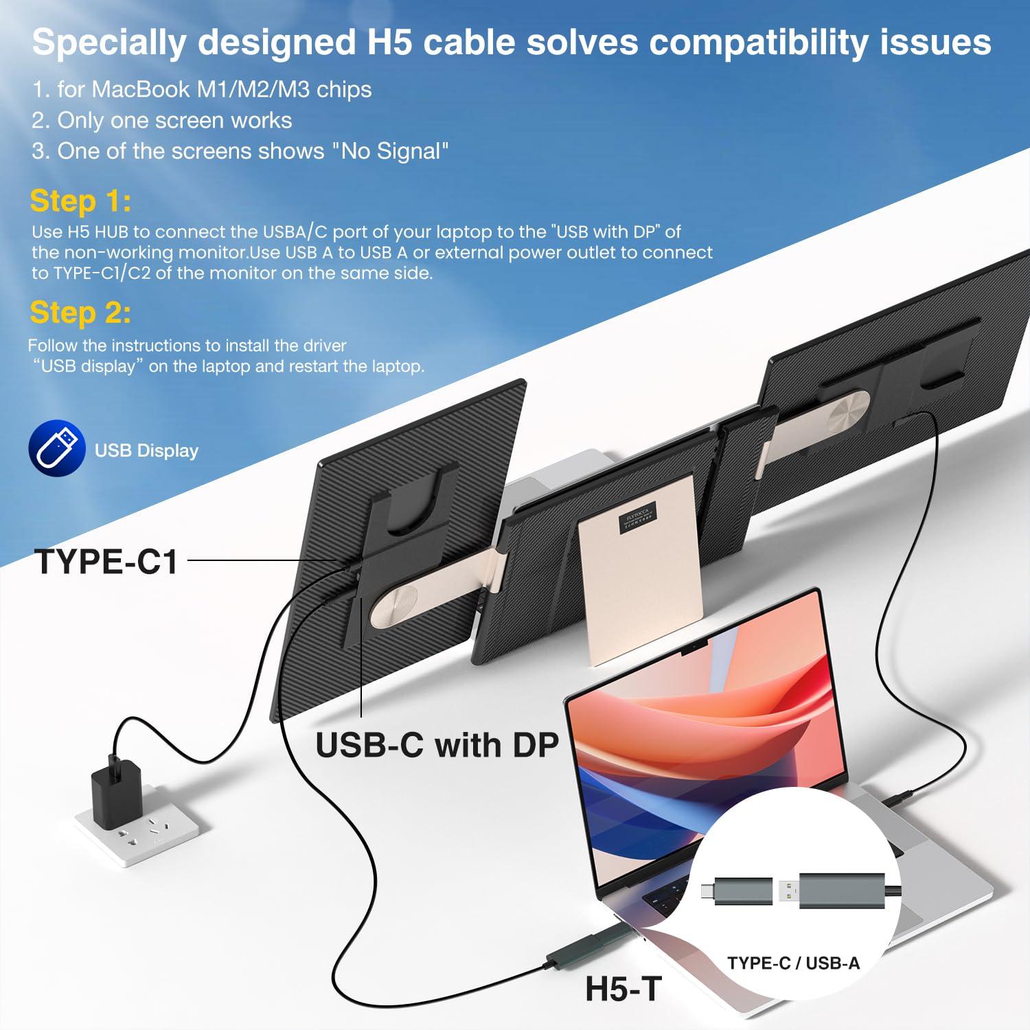 FLYTOCCA 16" Laptop Screen Extender, Updated 1200P FHD Portable Monitor with 16:10 Aspect Ratio Screen, Rotation Detachable Screen, Laptop Monitor Extender Compatible with Windows, Mac, Chrome - Image 7