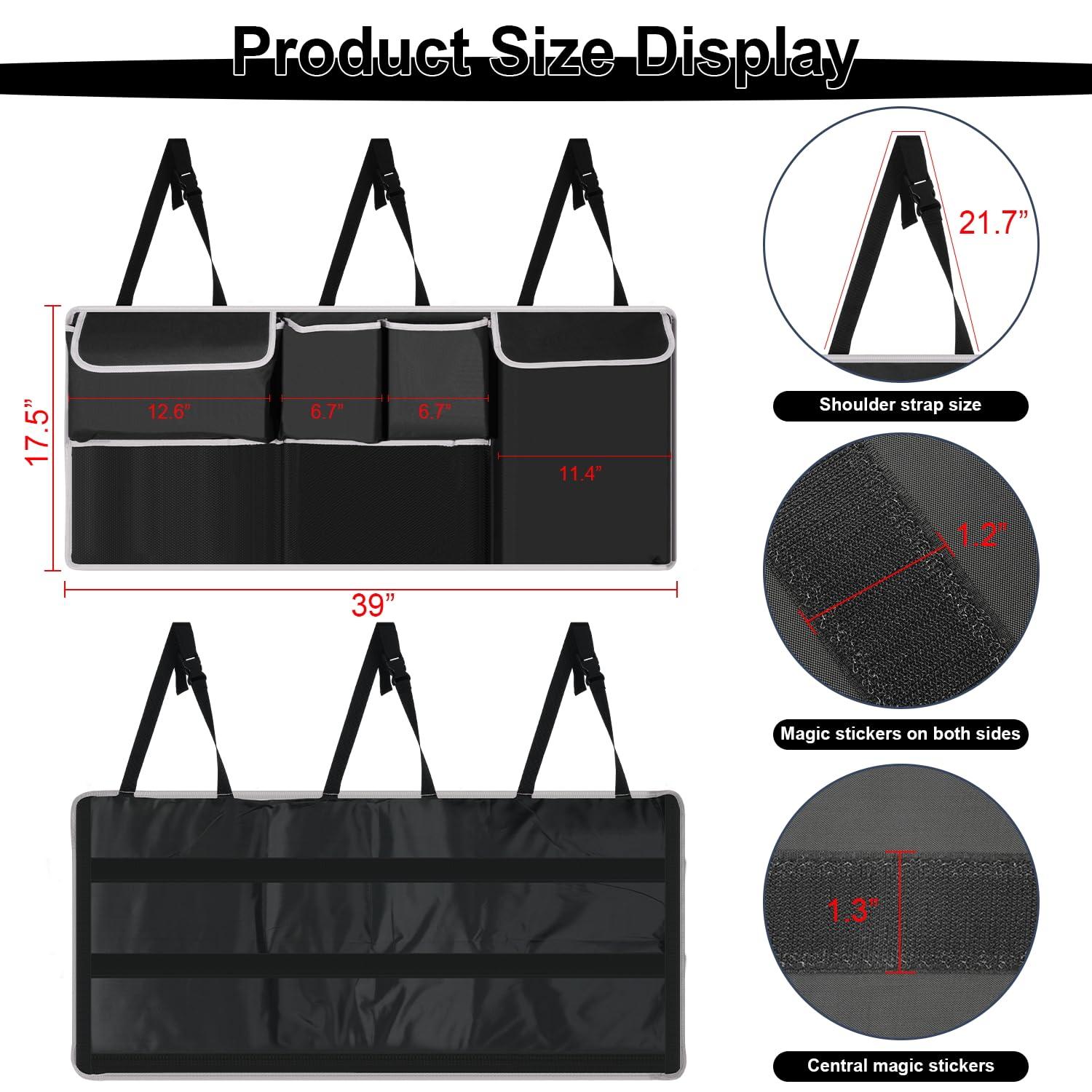 UYYE Trunk Hanging Organizer, Backseat Bag, Car Interior Accessories with 4 Pockets & 2 Mesh Pouches for Groceries, Will Provide More Storage Trunk Space for SUV, Jeep, MPVs - Image 3