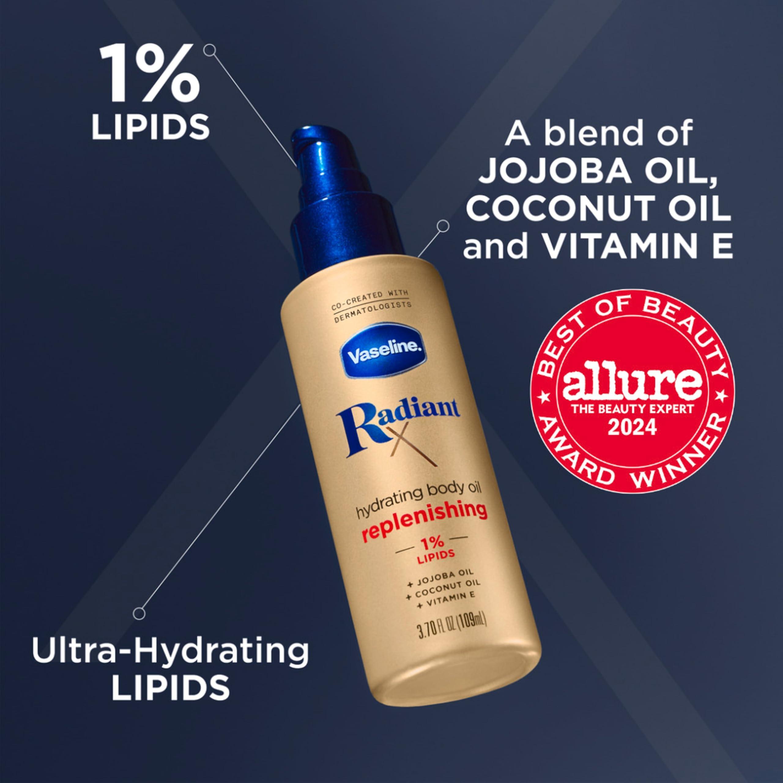Vaseline Radiant X Replenishing and Hydrating Body Oil with 1% Lipids, Jojoba Oil, Coconut Oil, & Vitamin E 3.7 oz - Image 4