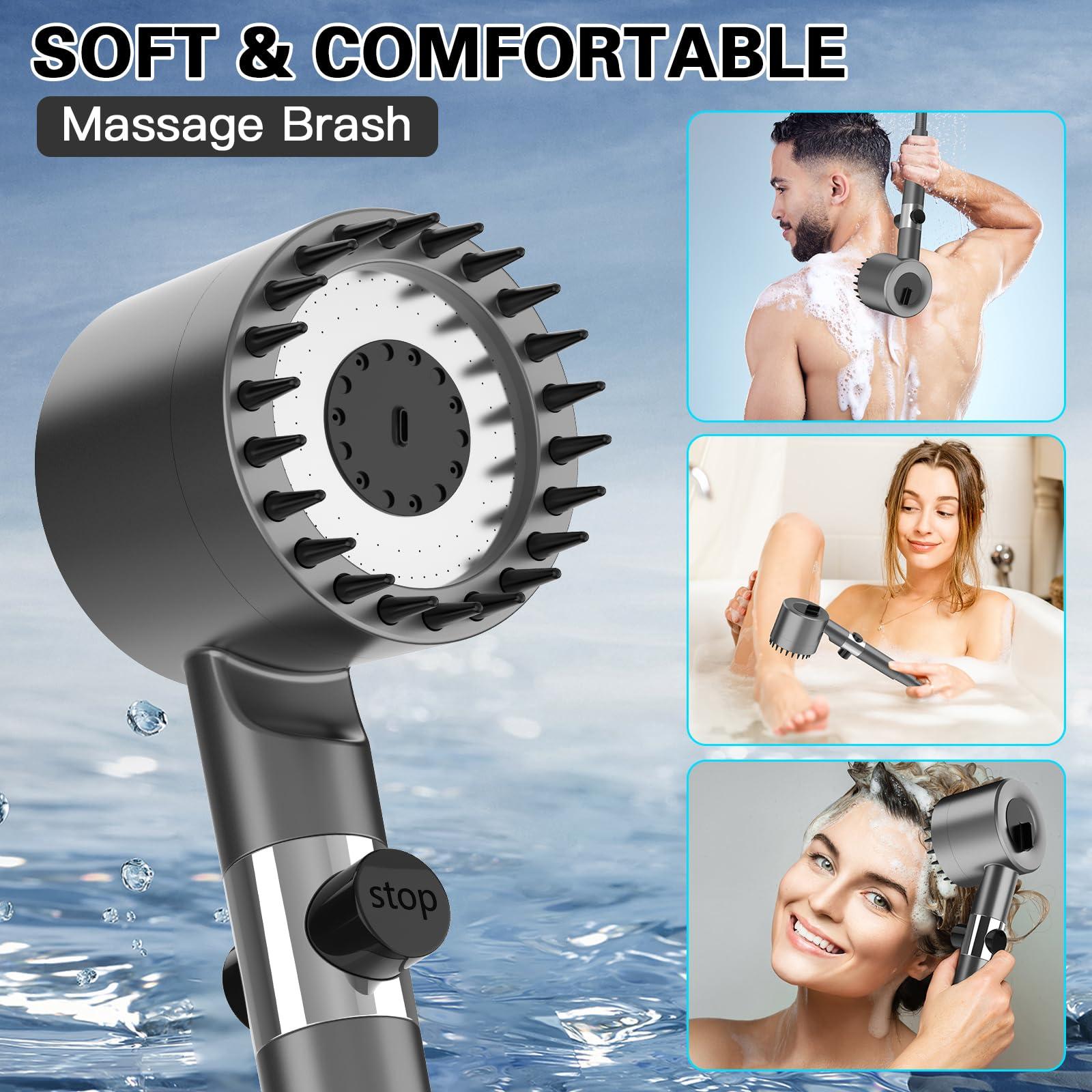 FLUPEYA Filtered Shower Head with Handheld, High Pressure Shower Heads 3 Spray Mode with ON/OFF Switch, Power Wash for Bathroom Cleaning, Shower Head with Filters Prevents Dry Skin and Damaged Hair - Image 4