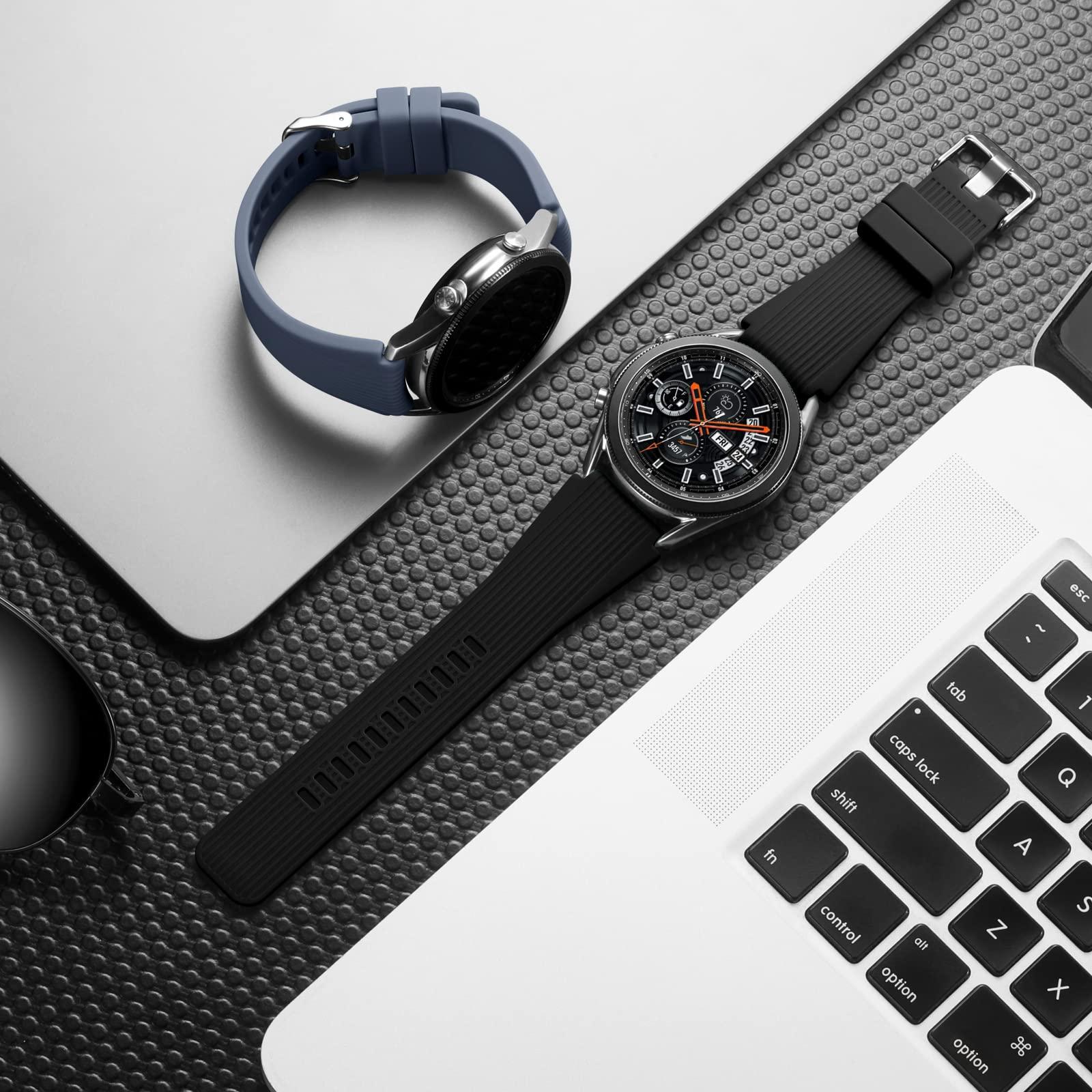 Lerobo [2 Pack Band Compatible with Samsung Galaxy Watch 3 45mm/Galaxy Watch 46mm Bands/Gear S3 Frontier, 22mm Smart Watch Band Silicone Casual Straps Accessories for Women Men Black/Blue Gray - Image 8