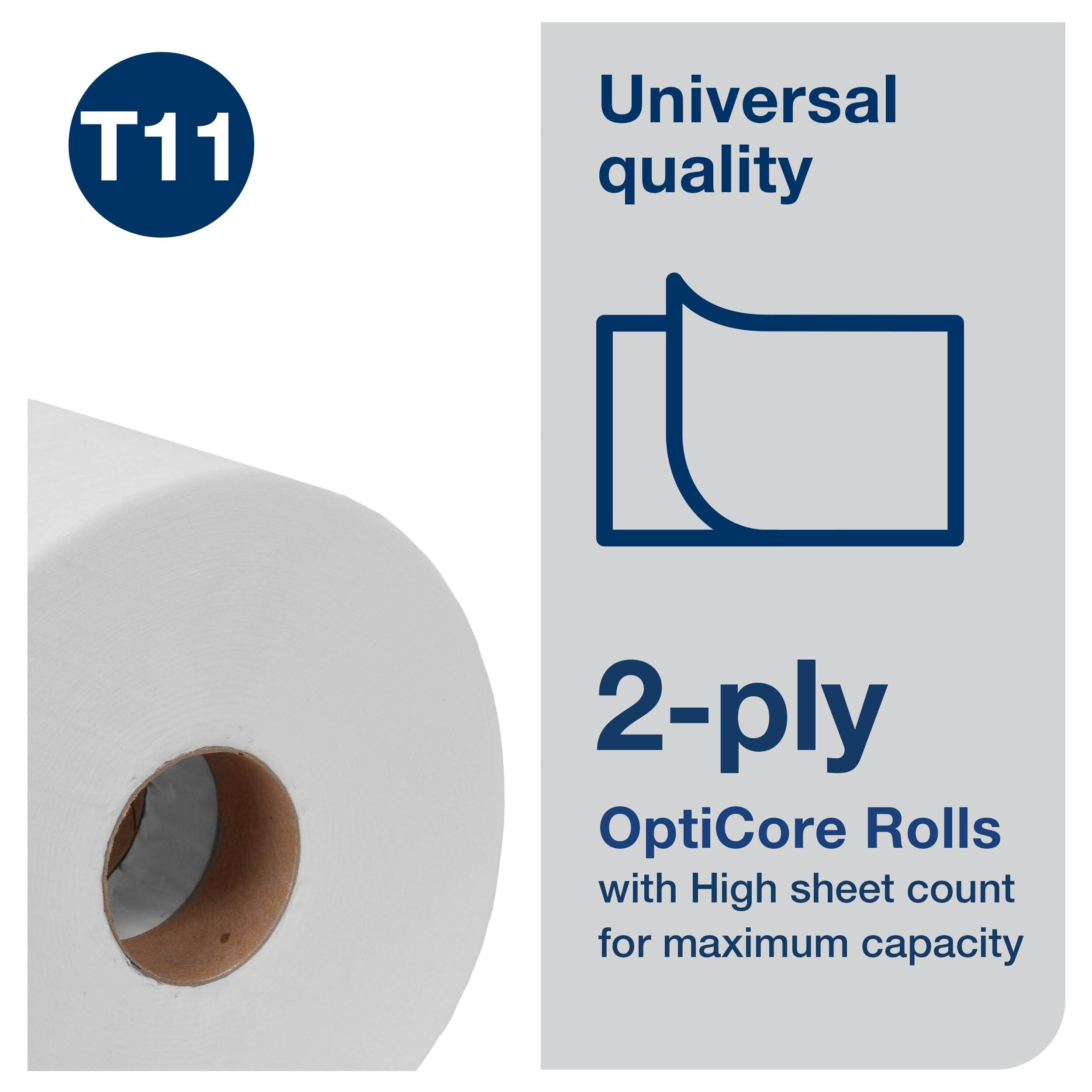 Tork OptiCore Mid-size Toilet Paper Roll White T11, Universal, 2-ply, 36 x 865 sheets, 161990 - Image 3