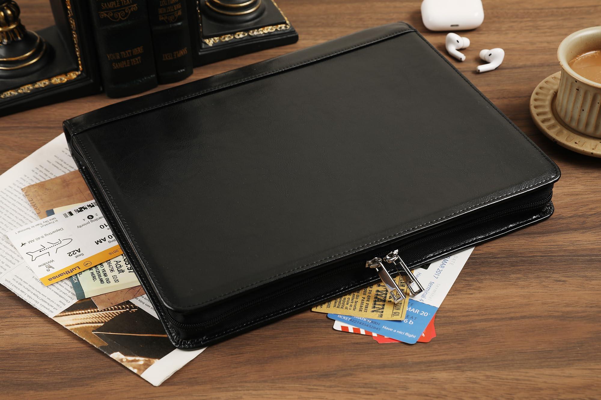 Personalized Vegan Leather Portfolio, Engraved Portfolio Binder Business Padfolio with Tablet Holder for A4 Letter Size Notepad & 13 Inch Laptop/Tablet - Image 9