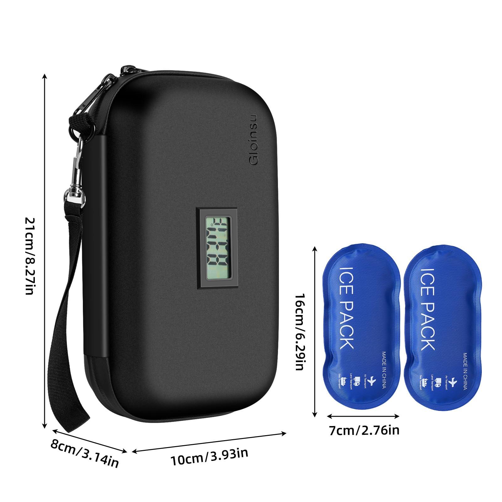 Gloinsu 24h Insulin Cooler Travel Case TSA Approved - Medication Diabetic Cooler with Thermometer Temperature Display | Refrigerated Medicine Organizer Bag with 2 Ice Packs for Travel - Image 2