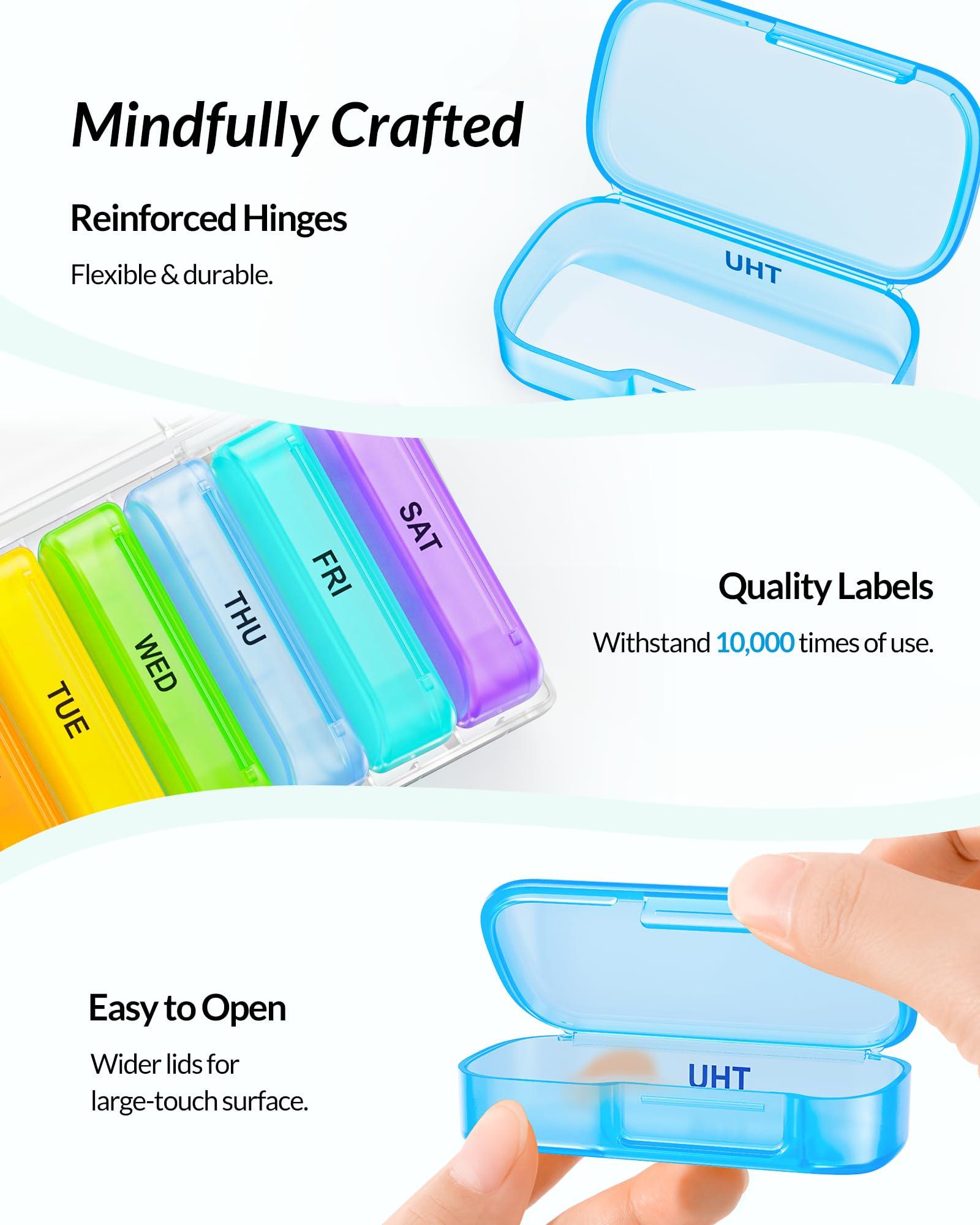 ZIKEE 7 Packs Extra Large Pill Organizer, Portable Pill Box 7 Day for Pocket, Purse, Weekly Pill Case with Dual-Protection Design, Pill Container for Medication, Vitamin, Fish Oil, Supplement - Image 5