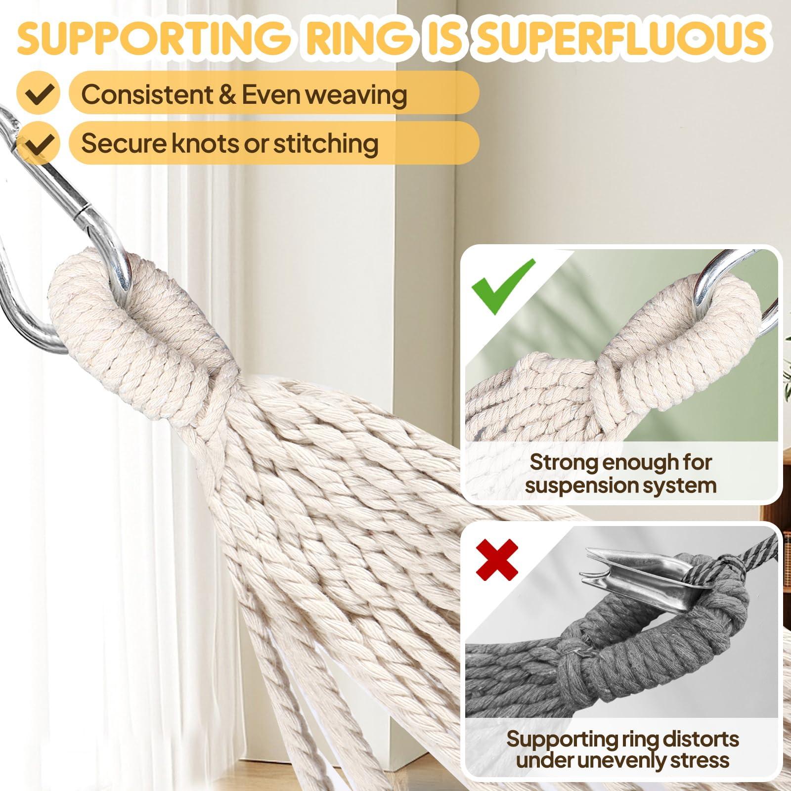 ANYOO Cotton Hammock Portable Camping Hammocks for Hanging Sturdy Garden Comfortable Fabric Hammock with Tree Straps Up to 660lbs with Travel Bag for Camping Outdoor/Indoor Patio Backyard - Image 7
