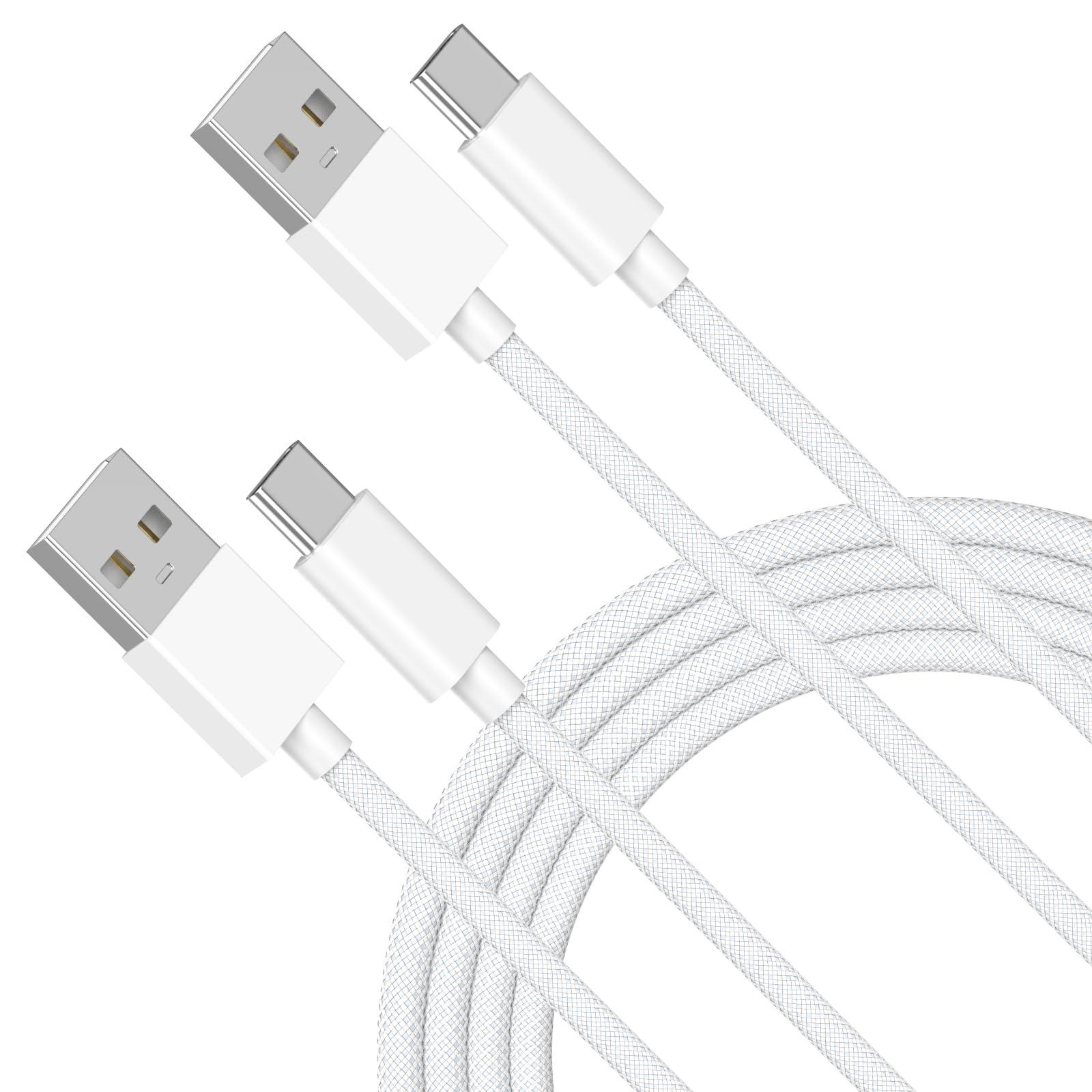 [Apple MFi Certified] Car Carplay Cable, 2 Pack Woven USB to USB C Car Charger Cord Compatible for iPhone 16/16 Plus/16 Pro/16 Pro Max/15/15 Plus/15 Pro/15 Pro Max, 6ft White