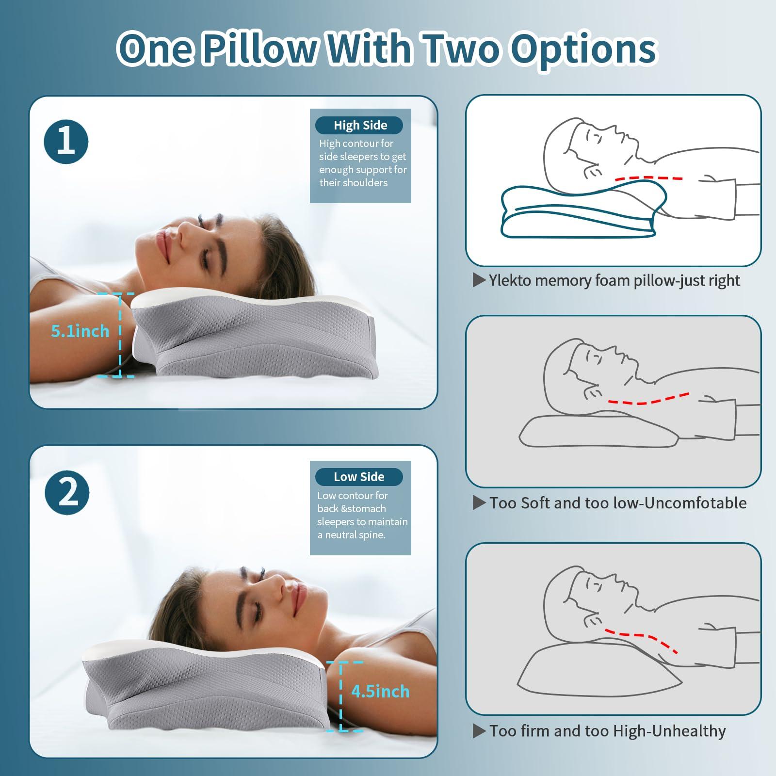 Cervical Neck Pillow for Pain Relief - Ergonomic Memory Foam Pillows for Sleeping, Cooling Side Sleeper Pillow for Neck Support, Contour Orthopedic Bed Pillow for Back Stomach Sleepers - Image 5