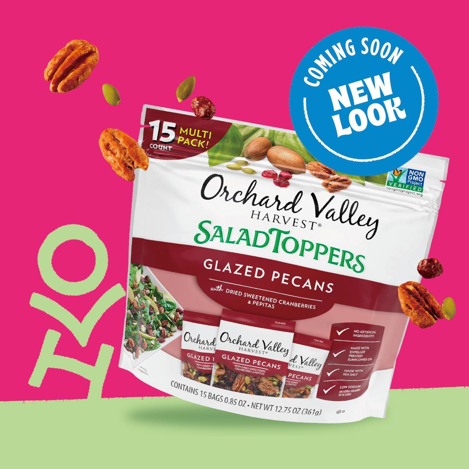 Orchard Valley Harvest Glazed Pecans Salad Toppers, 0.85 Ounce Bags (Pack of 15), with Cranberries and Pepitas, Non-GMO, No Artificial Ingredients - Image 4