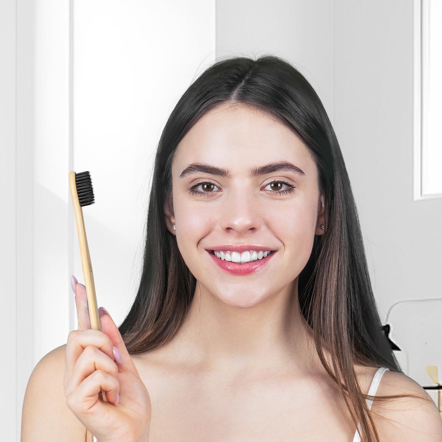 Virgin Forest 10 Count Bamboo Toothbrush, Soft Bristle for Adults, Eco Friendly Natural Wooden Toothbrushes, Vegan Organic Bamboo Travel Tooth Brush (10 Colors) - Image 7