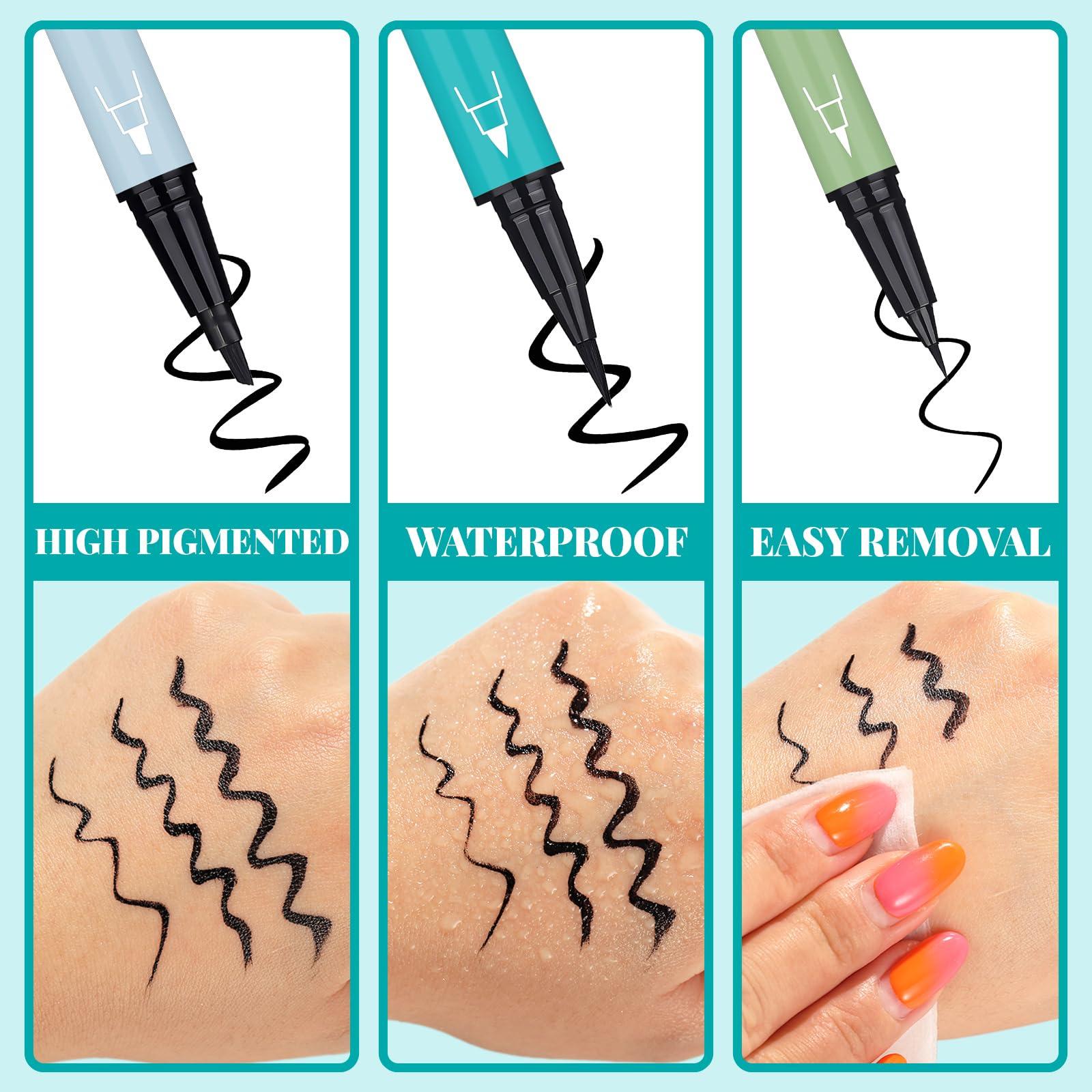 UCANBE 3pcs Black Liquid Eyeliner Kit Included 3 Brush Tip for Ultra Precision, Quick Drying, Smooth Glide, Smudge-Resistant, Waterproof Pigmented Up To 24 Hours Liquid Liner Eye Makeup Set - Image 3