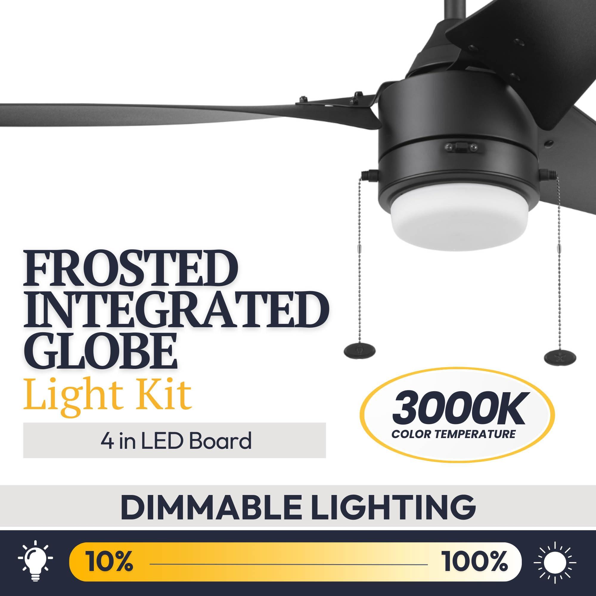Prominence Home Teo, 56 Inch Contemporary Wet Rated Outdoor LED Ceiling Fan with Light, Pull Chain, Dual Mounting Options, 3 Weather Resistant Blades, Reversible Airflow - 51862-01 (Matte Black) - Image 6
