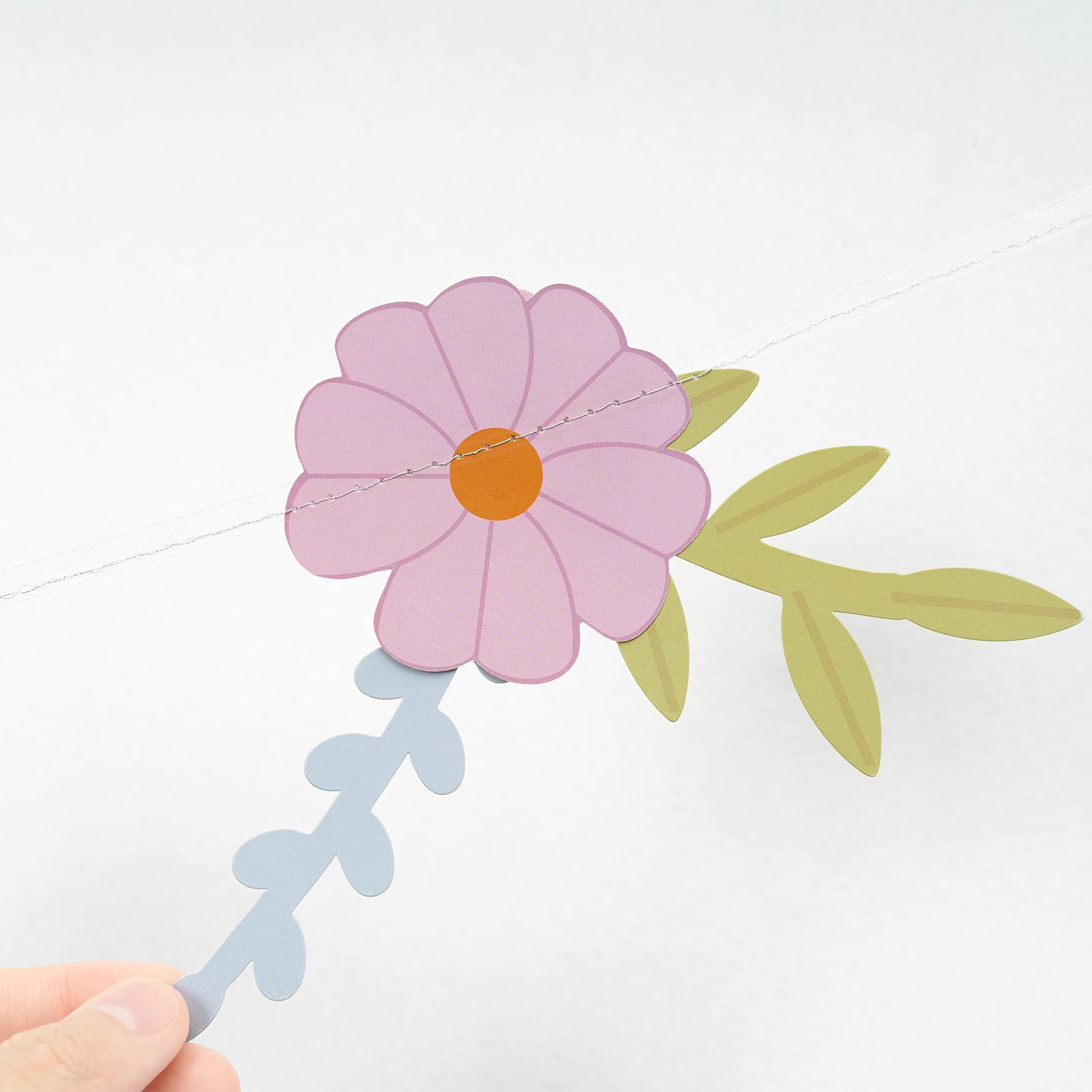 Cheerland Flower Birthday Decoration Wildflower Fairy Garland Flower Paper Floral Banner for Spring Party Woodland Baby Shower Tea Party Banner for Enchanted Garden Wedding Nursery Decor Supplies - Image 4