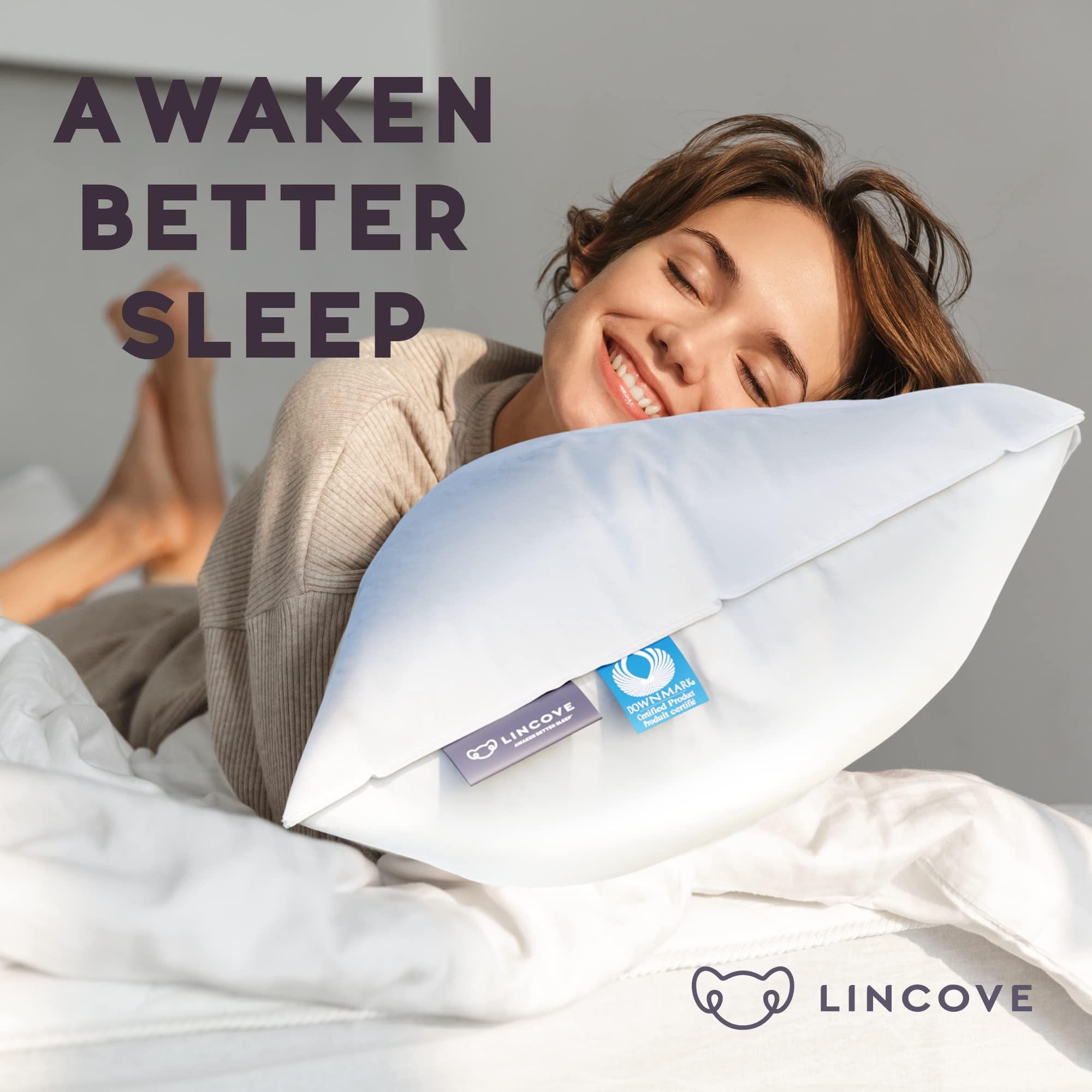 Lincove Cloud Natural Canadian Down Pillow, White Luxury Sleeping Pillow - 625 Fill Power, 500 Thread Count Cotton Shell, Made in Canada, Standard - Firm, 2 Pack - Image 6