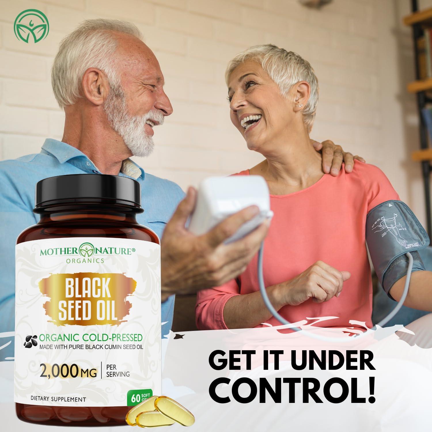 Mother Nature - Organic Black Seed Oil Capsules, Cold Pressed, 2% TQ, 100% Turkish-Black Cumin Nigella, Sativa Oil-3 Month Supply for Immune Support, Joint, Digestive Health,1000mg per Capsule, 180ct - Image 2
