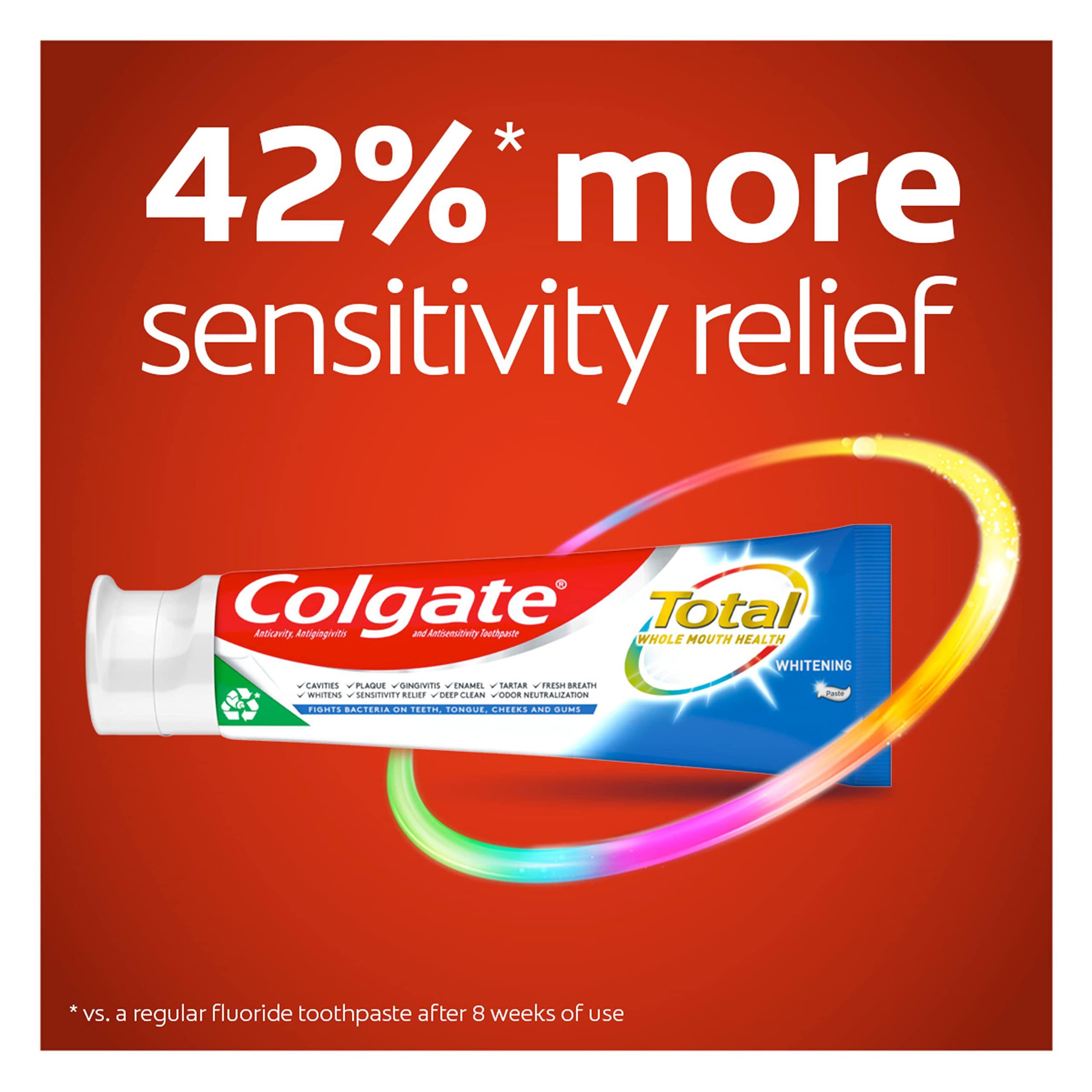 Colgate Total Teeth Whitening Toothpaste, 10 Benefits Including Sensitivity Relief ,Whitening Mint, 4.8 oz ( Pack of 4 ) - Image 2