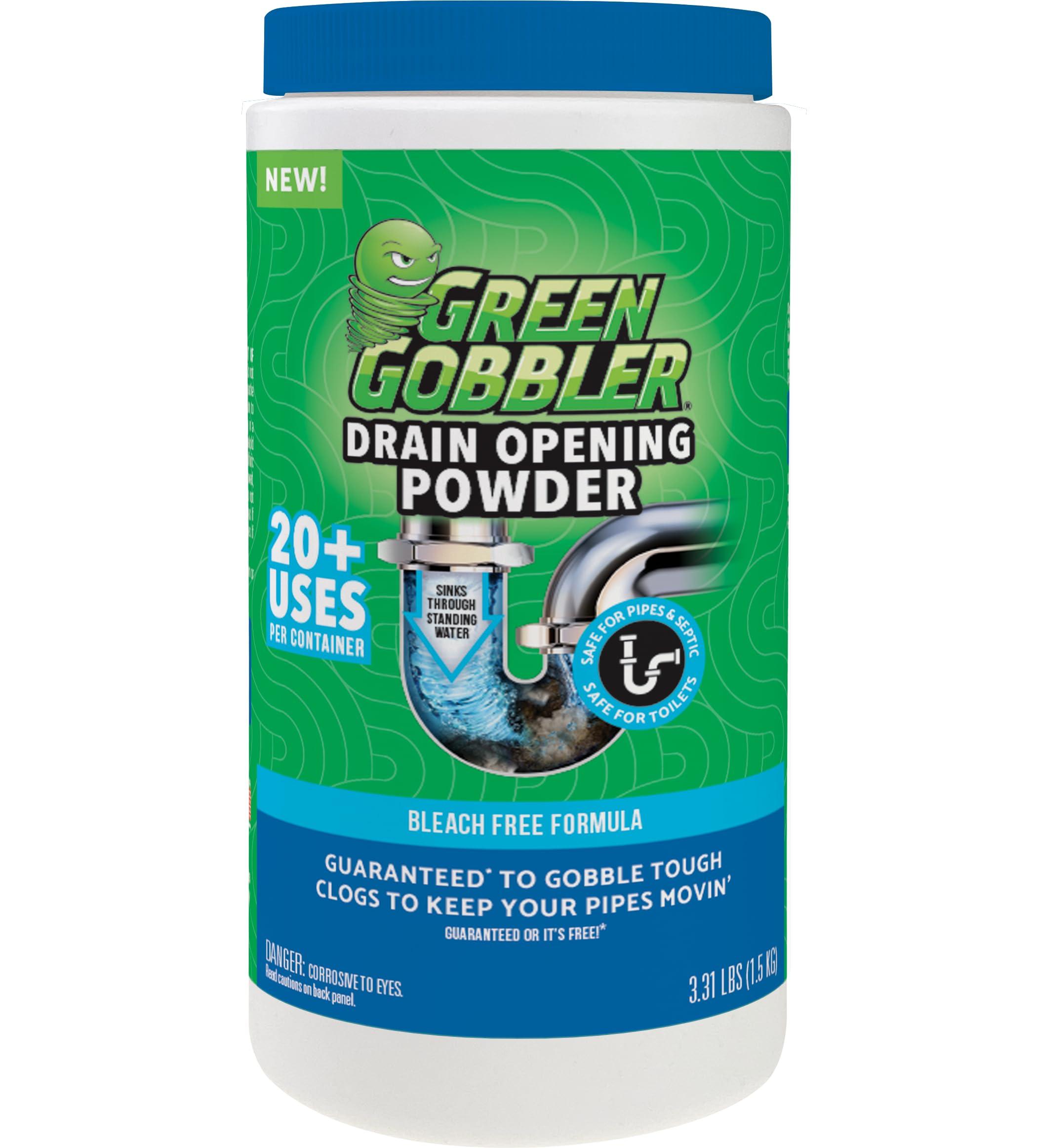 Green Gobbler Drain Clog Remover & Drain Cleaner Powder, 20+ Treatments, Maintenance Breaks Down Grease, Paper, Fat & Oil, Septic Safe - Image 1