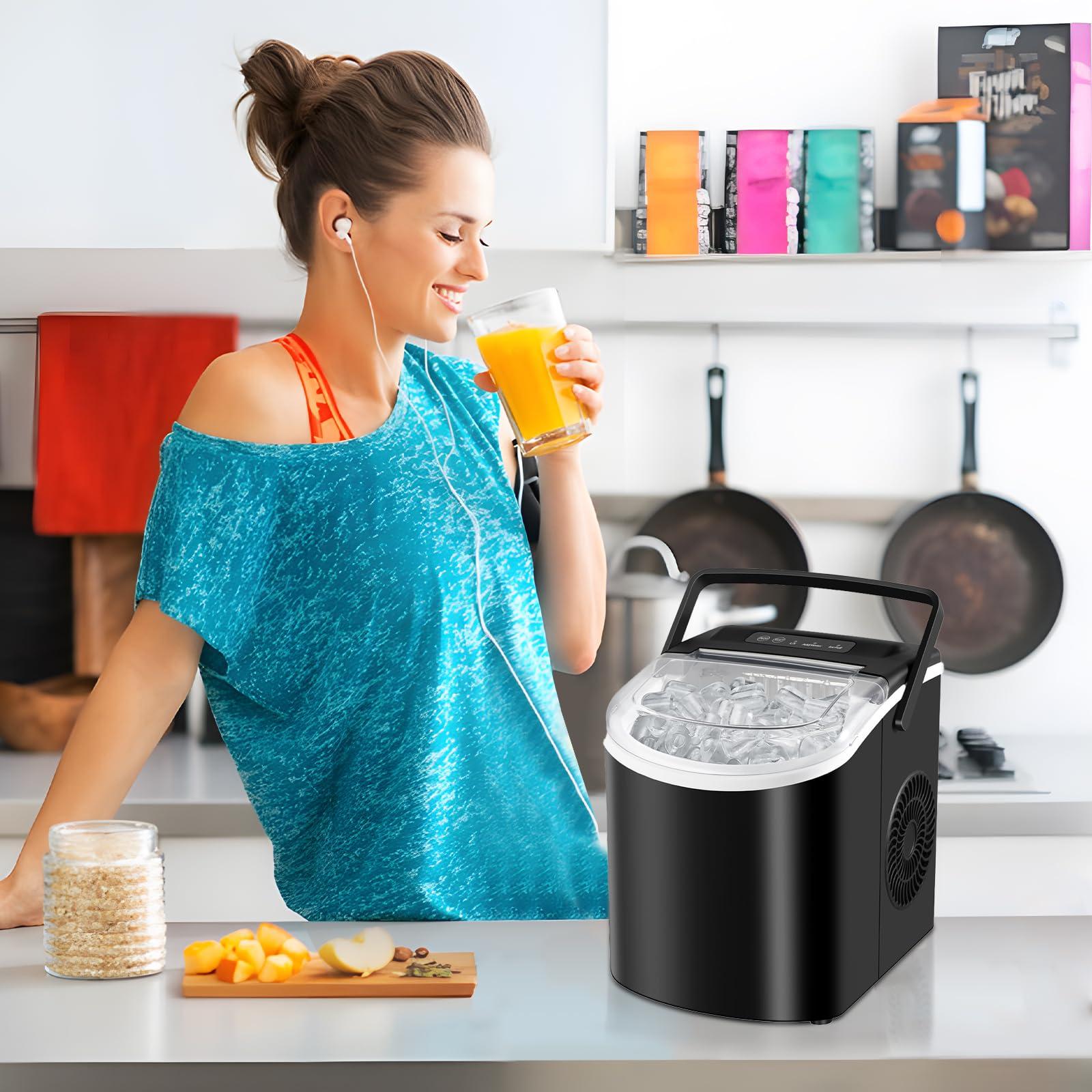 HAILANG Countertop Ice Maker, Portable Ice Machine with Handle, Self-Cleaning, 26lbs in 24Hrs, 2 Sizes Bullet Shaped Ice, 9 Ice Cubes in 6 Mins with Scoop and Basket for Home/Kitchen/Office/Bar - Image 6