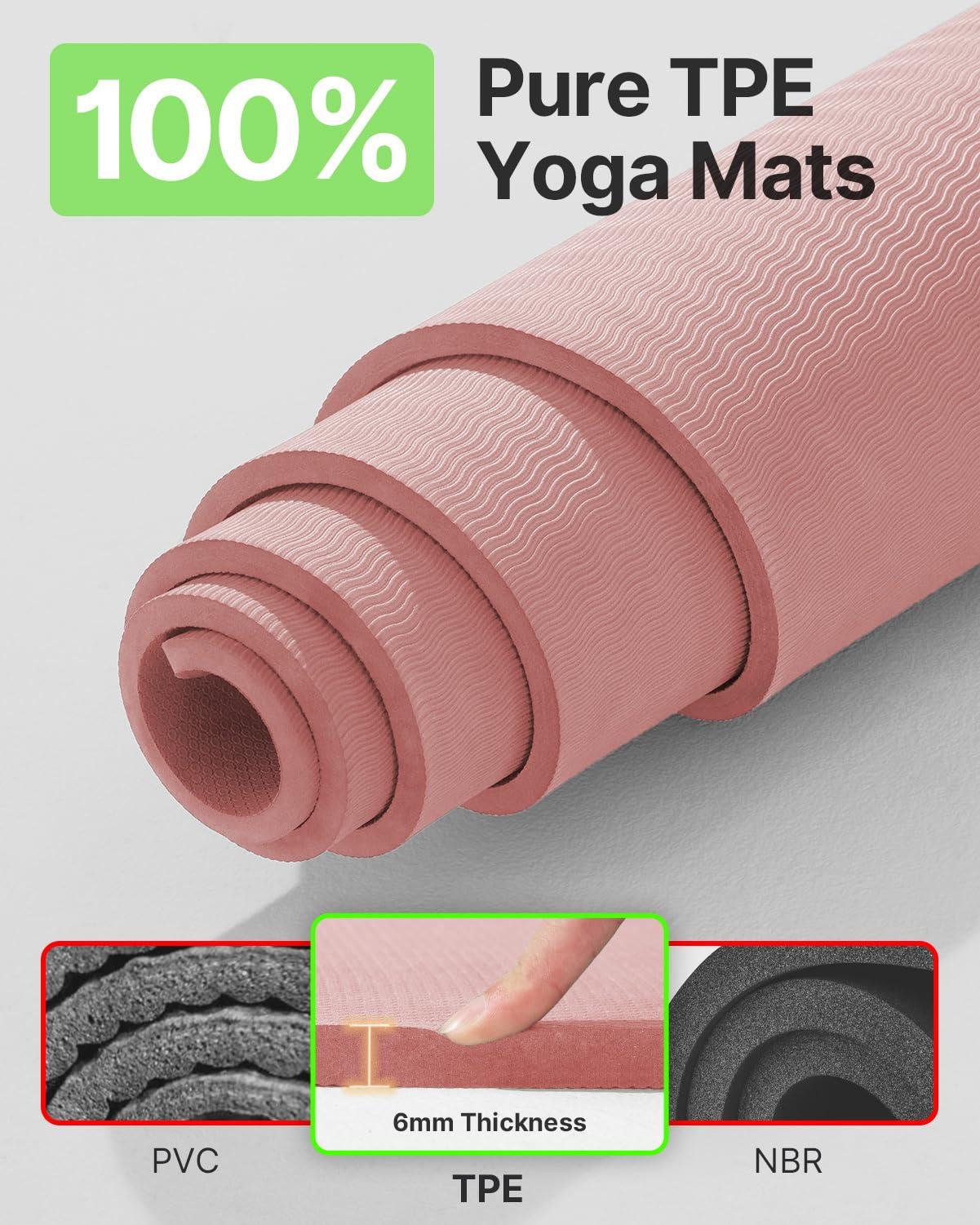 YOTTOY Large Yoga Mat (75 * 52 * 1/2inch),Extra Wide TPE Exercise Mat,Non-Slip Workout Mat for Pilates, Fitness, Barefoot, Home Gym Studio with Strap and Towel - Image 3