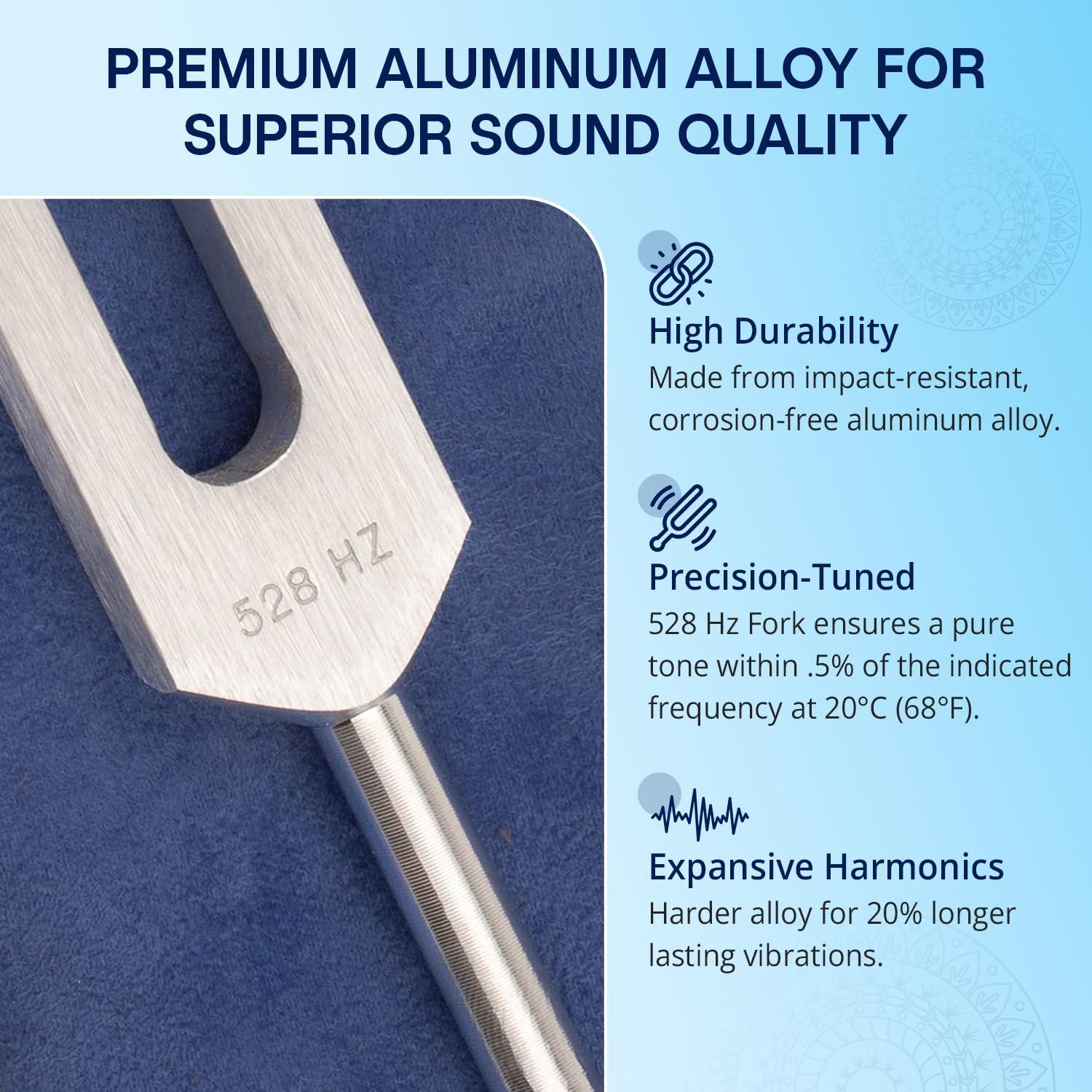 528 hz Tuning Fork for Healing - Precision-Machined Aluminum Alloy - Made in USA - Chakra Healing, Sound Therapy, Reiki, Yoga, Energy Balancing Tools - Tuning Fork Medical Grade. - Image 5