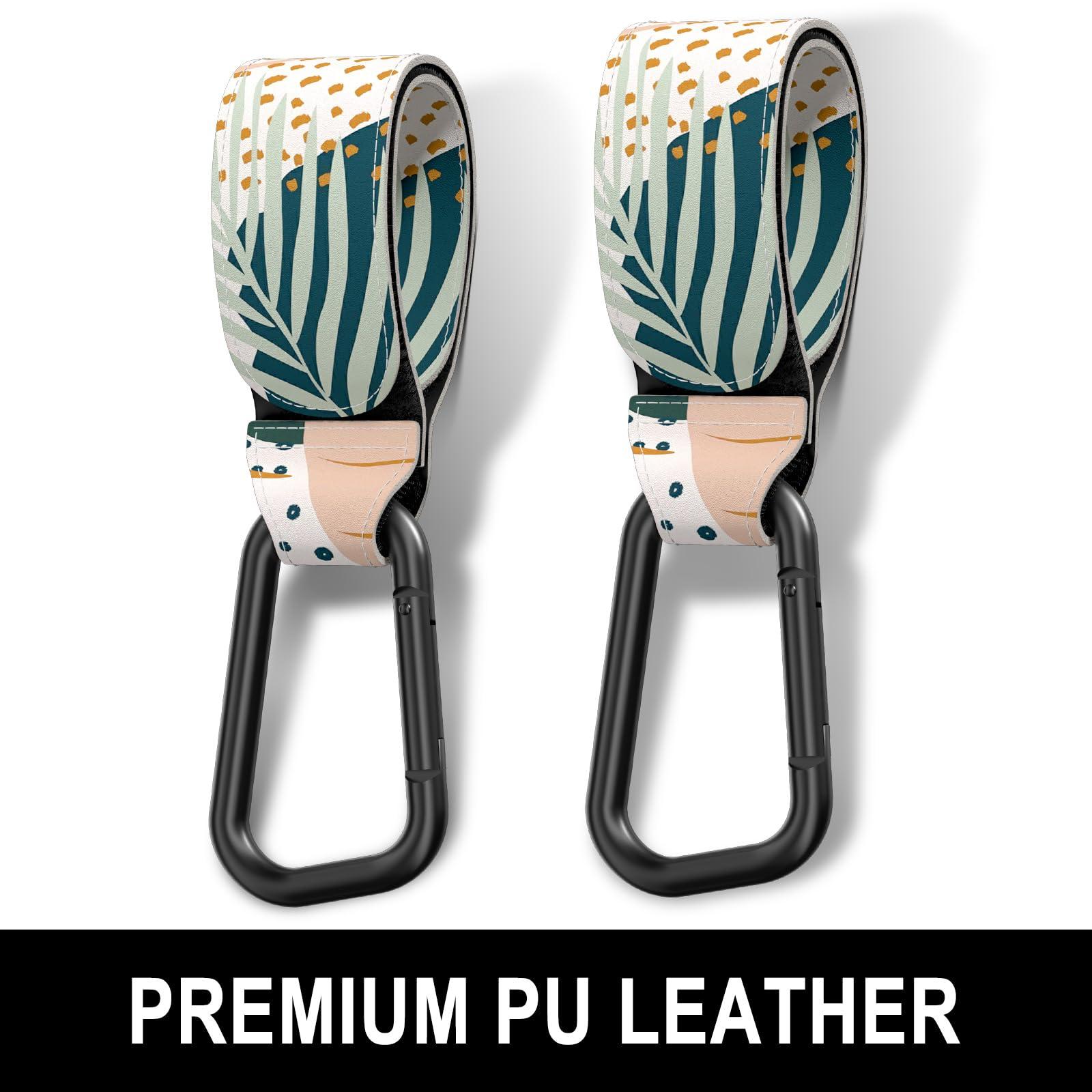 Gukeniu Baby Stroller Hooks for Hanging Bags, Universal Stroller Clips Accessories, Mommy Hook for Diaper Bag, Shopping Cart, Purse, Backpack - 2 Pack, Abstract Leaf - Image 5