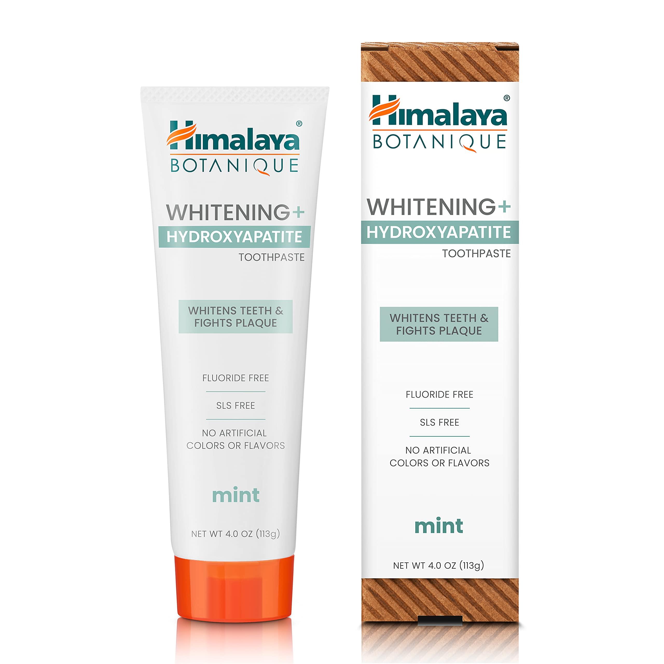Himalaya Botanique Whitening + Hydroxyapatite Toothpaste, Mint Flavor - Nano Hydroxyapatite to Support Remineralization and Restore Enamel, Appropriate for Sensitive Teeth - Vegan, Gluten Free, 4 oz
