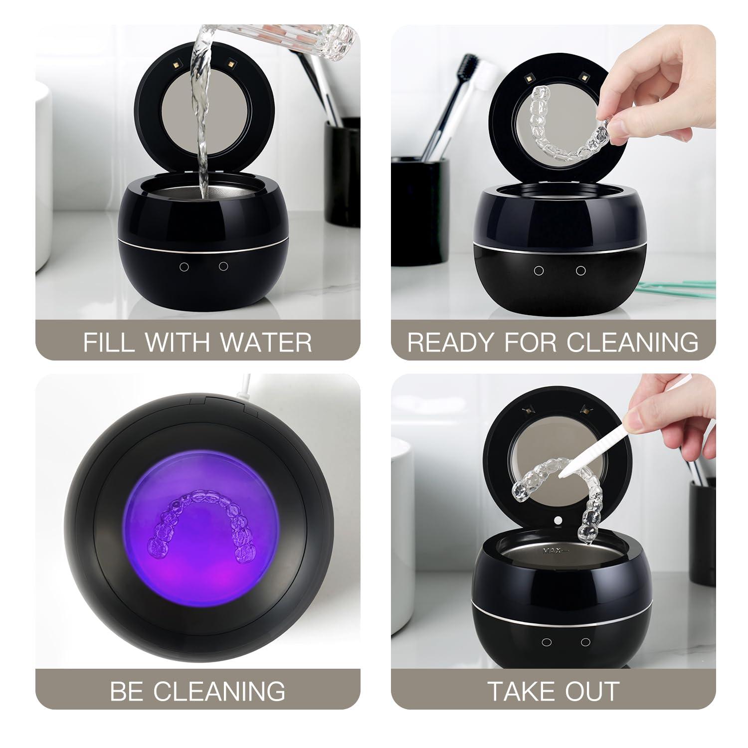 Ultrasonic Retainer Cleaner Machine Denture Cleaning Pod Portable Night Guard Cleaner for Mouth Guards, Jewelry Cleaner with Digital Timer, Dual Cleaning Mode - Image 7