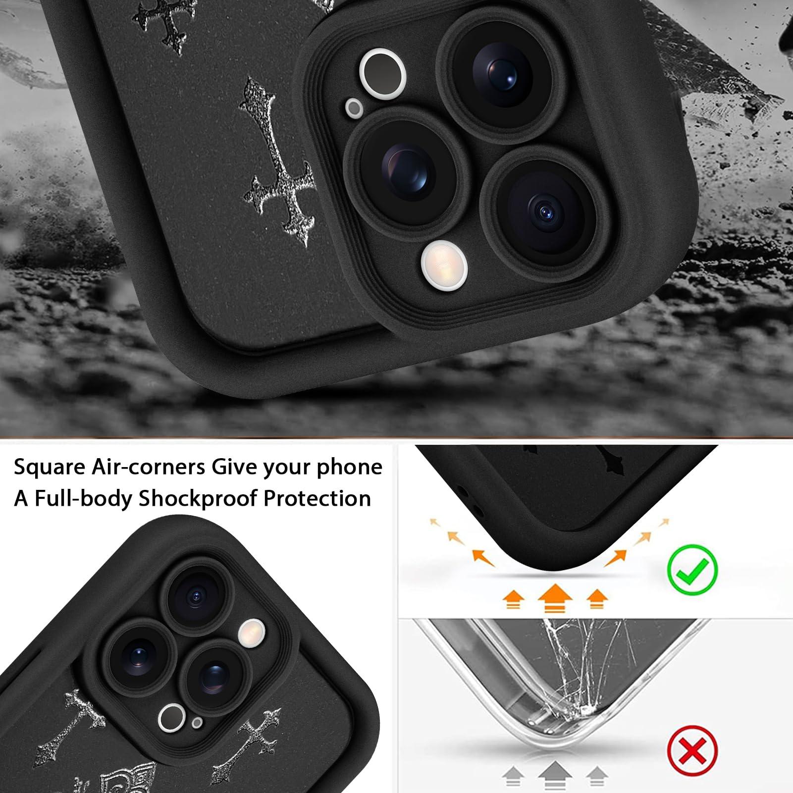 DaBuBu for iPhone 16 Pro Max Case, Bless Cross Silicone Soft Slim Shockproof Protective Phone Cover for Women Girls 6.9inch, Black - Image 3