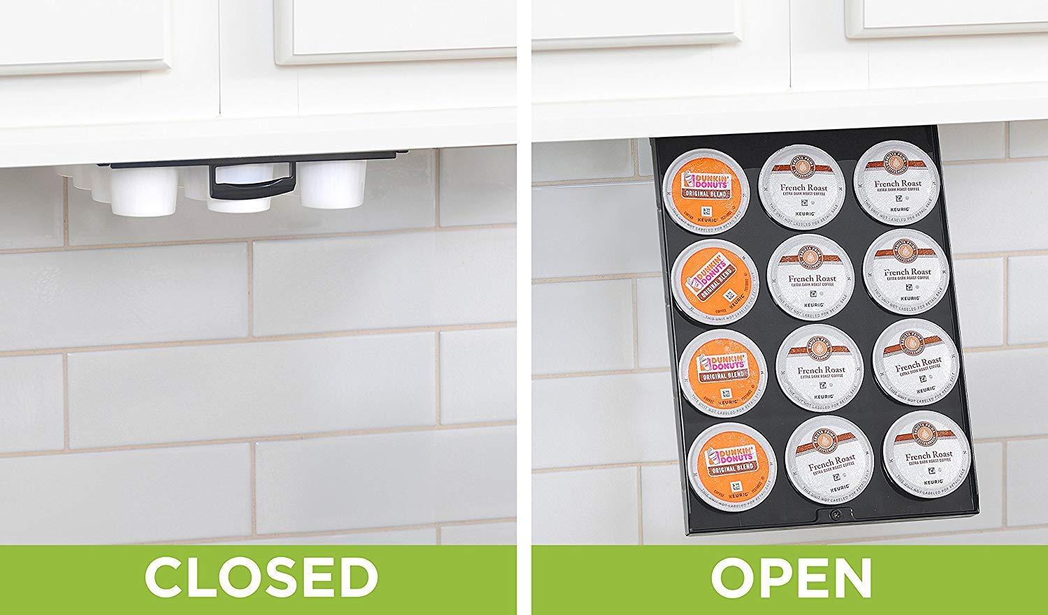 PERFECT POD EZ-Shelf Under Shelf Storage for K Cups, Space-Saving Under Counter Cabinet Coffee Pod Holder, 10.5" x 7.25" x 2", Holds 12 Cups - Image 3