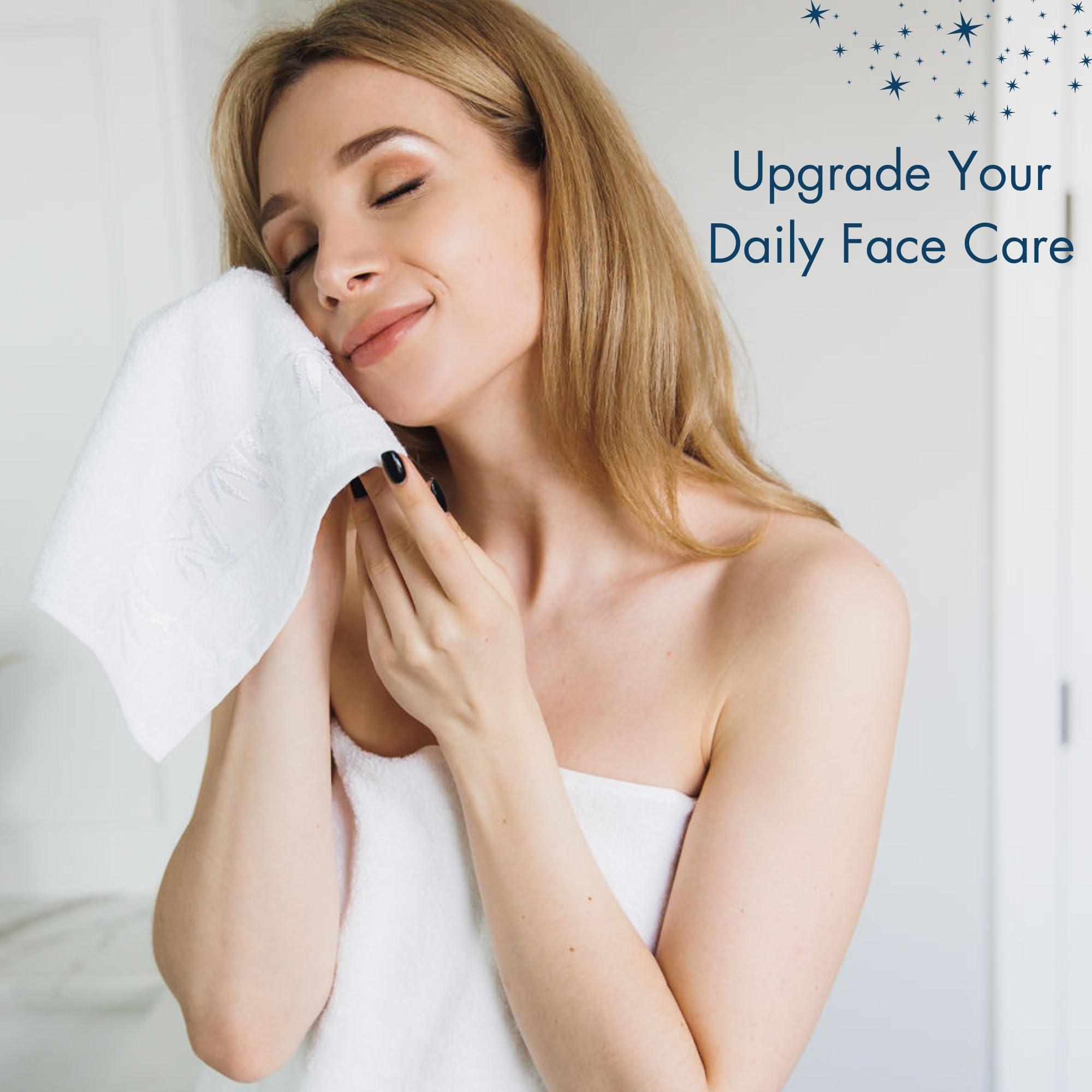 Marmaris Co. Set of 6 Luxury Wash Cloths for Your Face Viscose Bamboo & Turkish Cotton, White Wascloths - Image 5