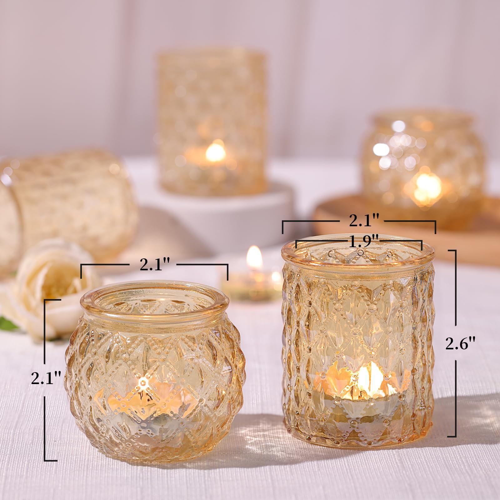 NITIME 36pcs Assorted Gold Votive Candle Holders, Tea Light Candle Holder Glass, Gold Candle Holders for Wedding, Table Centerpiece, Brithday and Holiday Decorations - Image 2